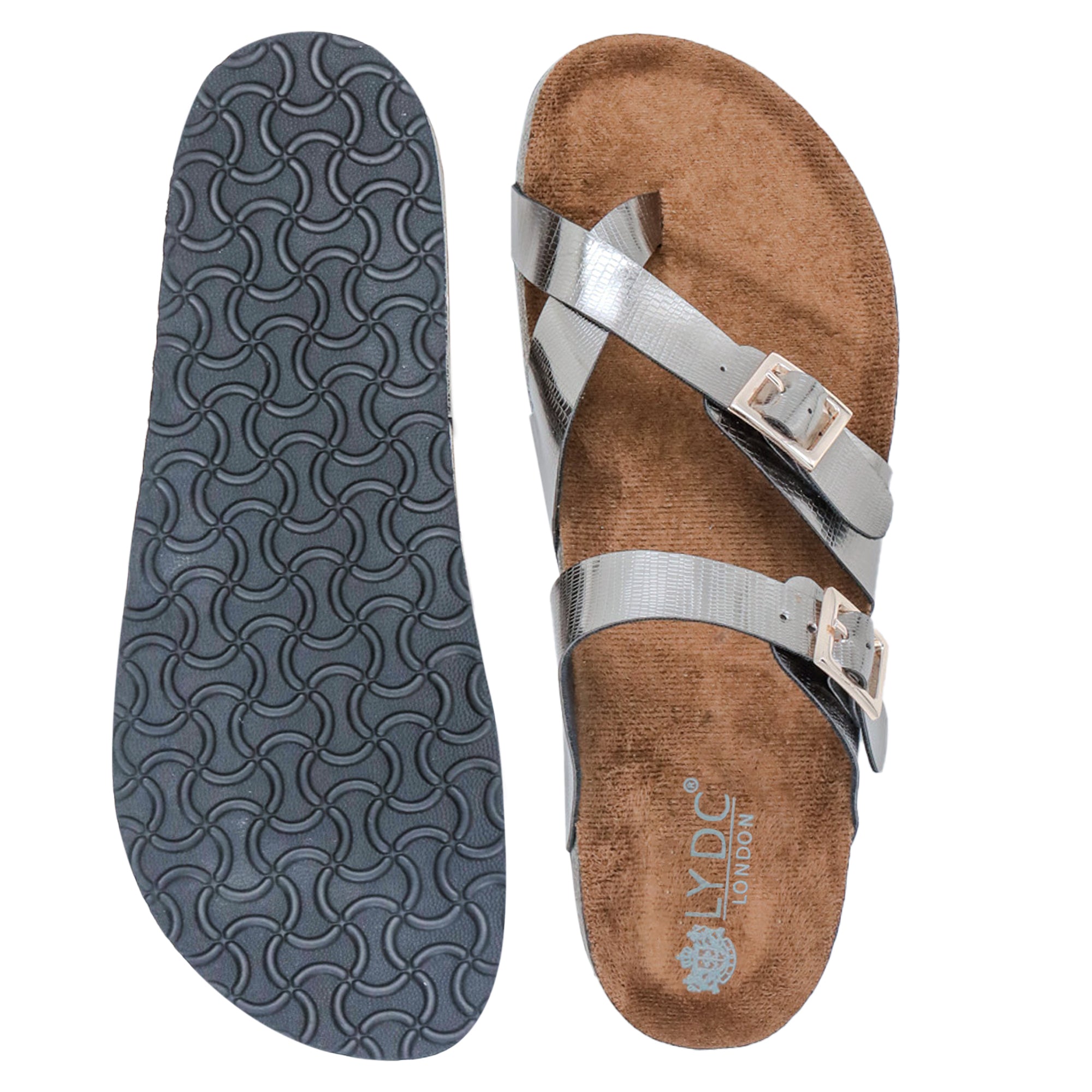 Gunmetal L Grain Sandals for Women - Soho
