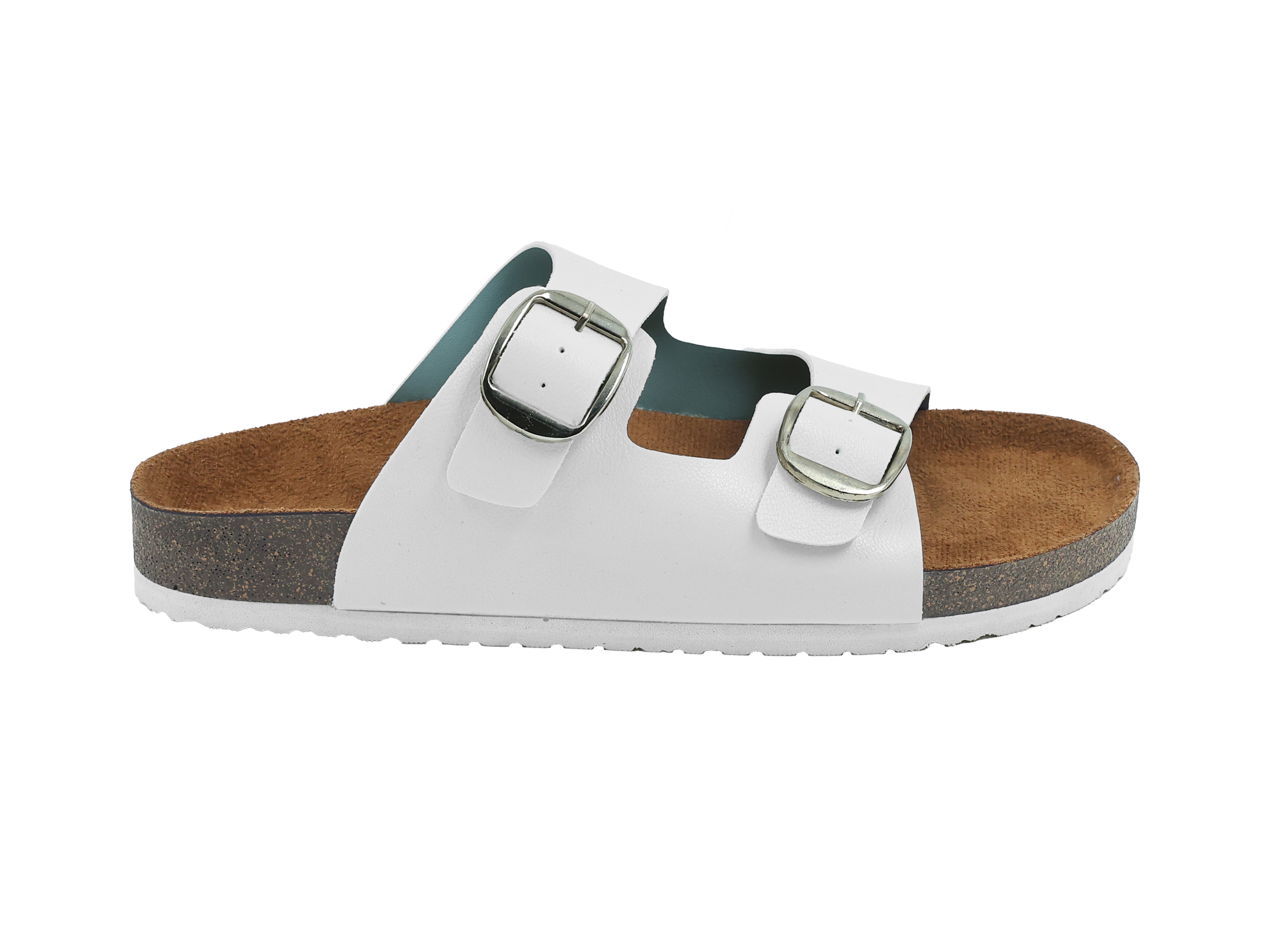 White Women's Flat Cork Sandals