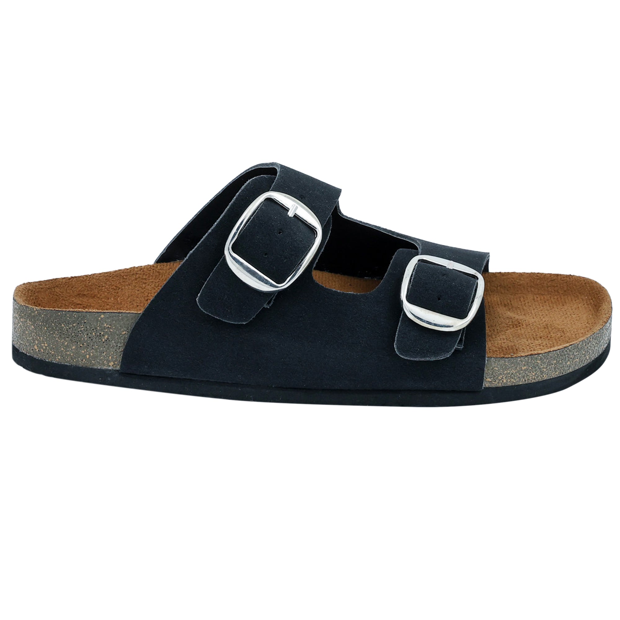 Black Suede Women's Flat Sandals