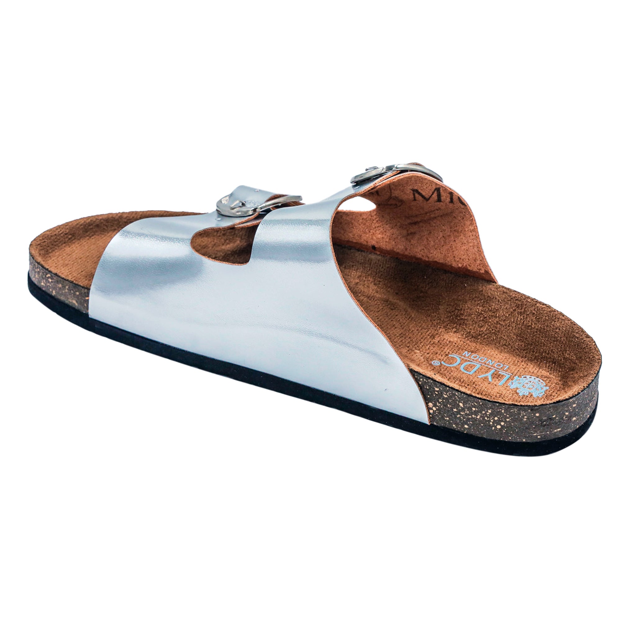 Silver Cork Flat Sandals for Women