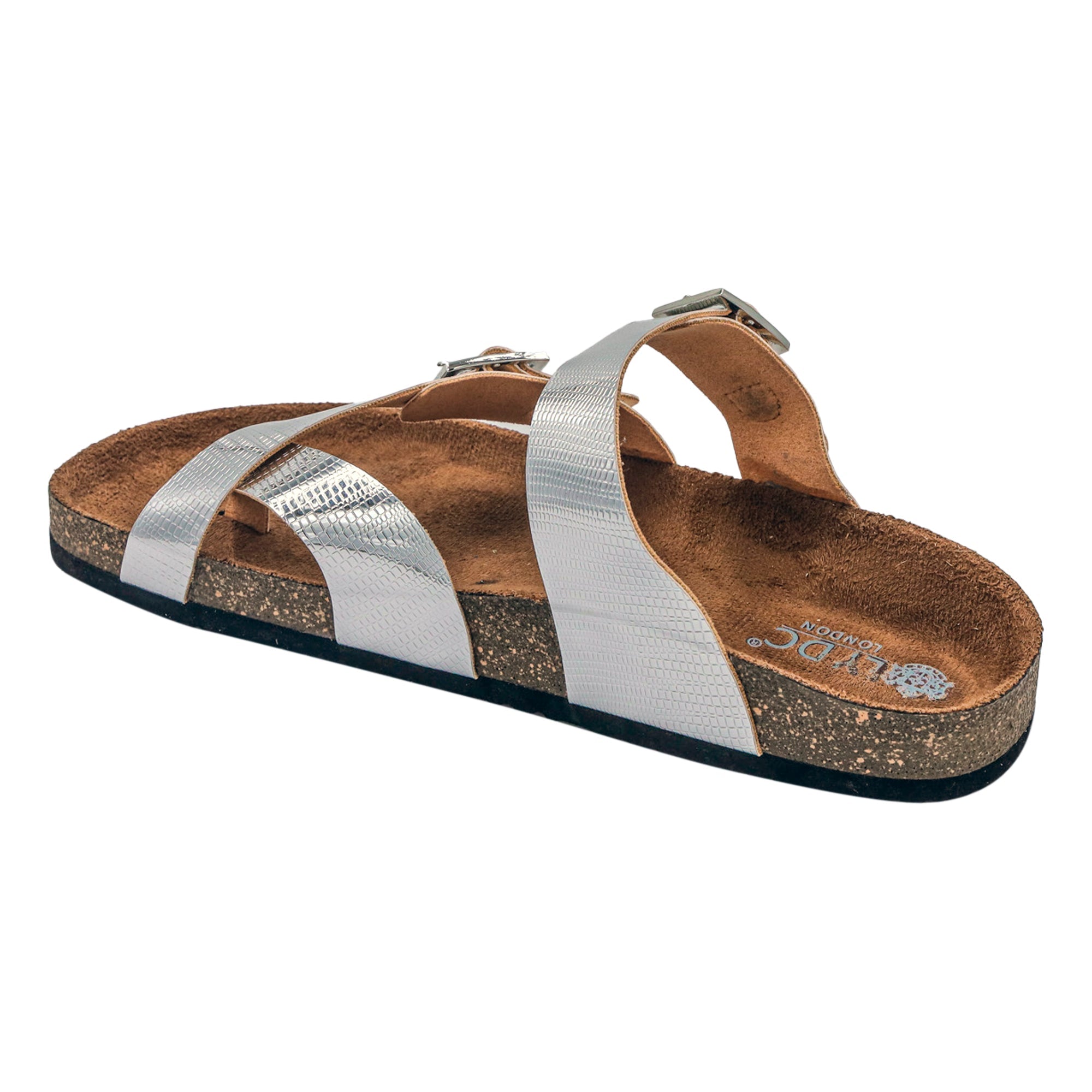 Silver L Grain Sandals for Women - Soho