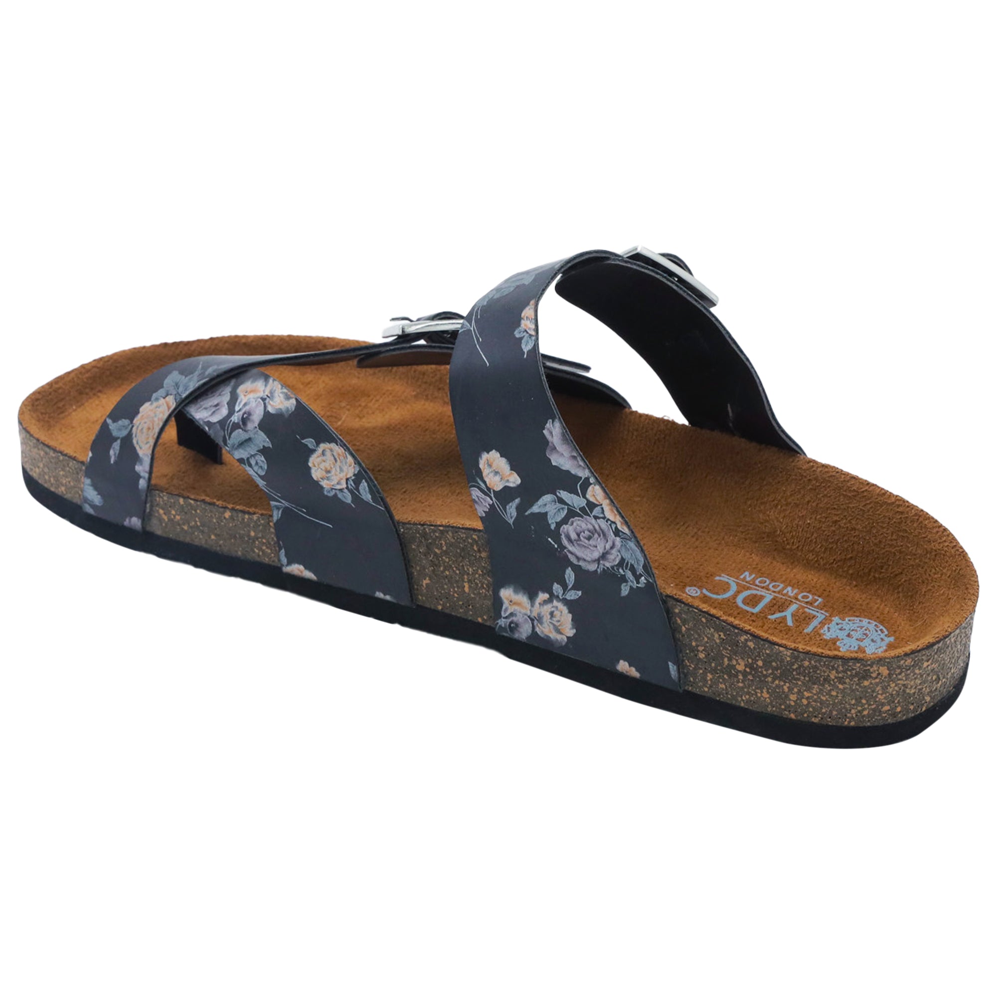 Black Flower Sandals for Women - Soho