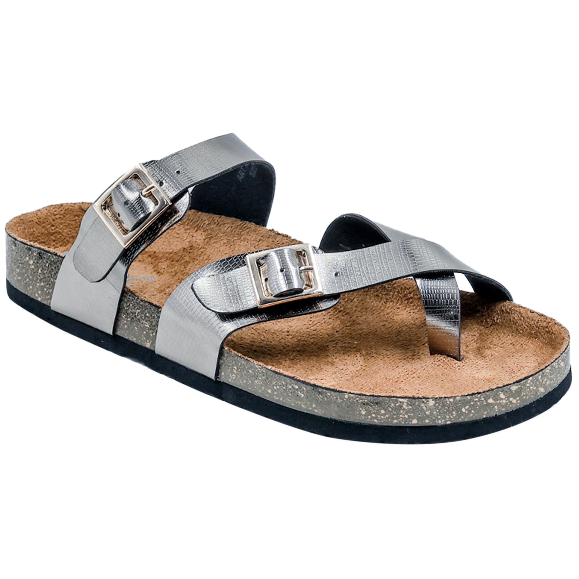 Gunmetal L Grain Sandals for Women - Soho