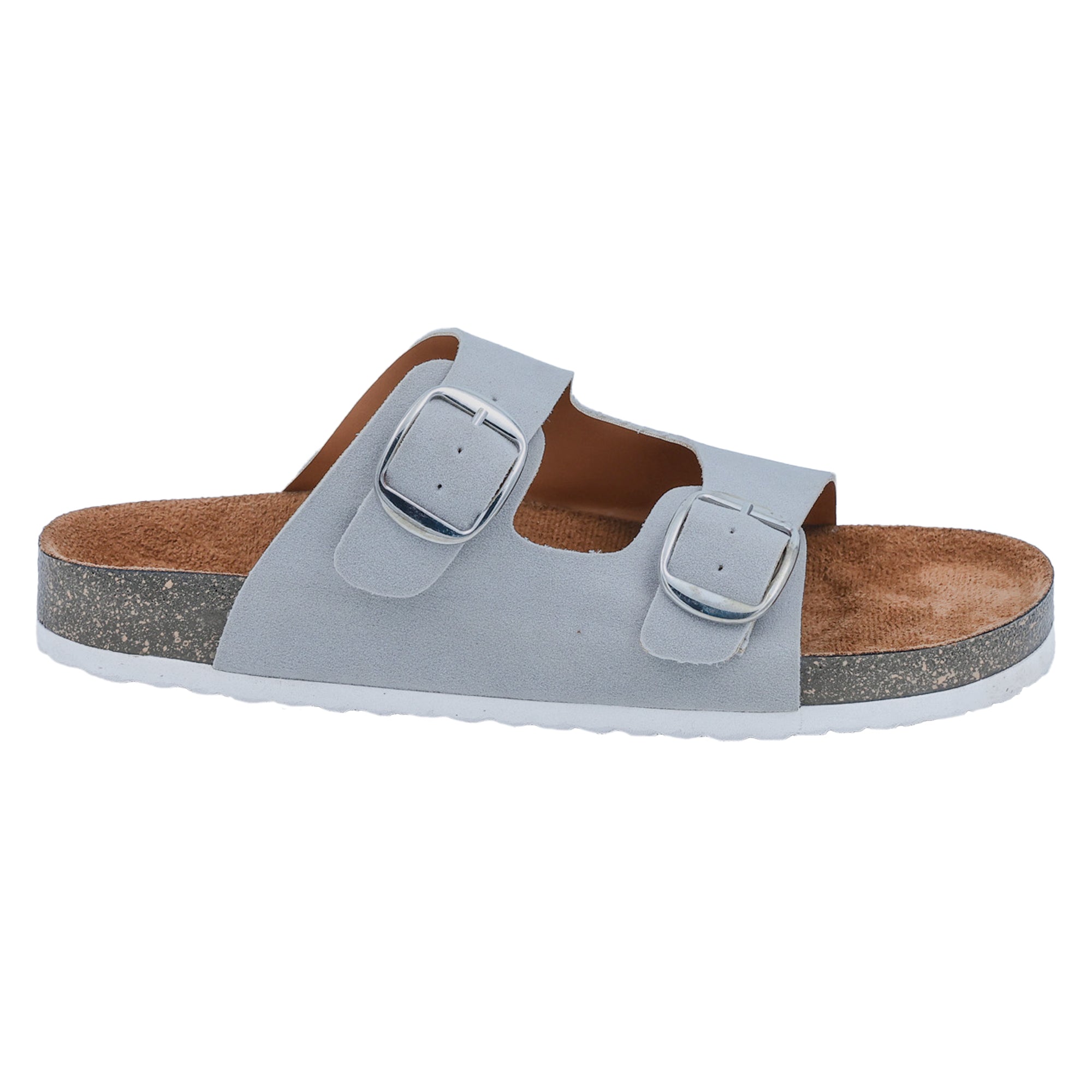 Grey Suede Flat Sandals for Women