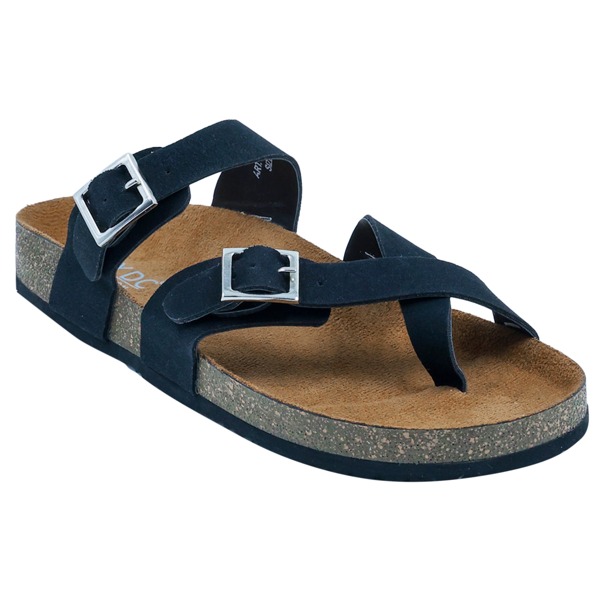 Black Suede Women's Flat Sandals - Soho