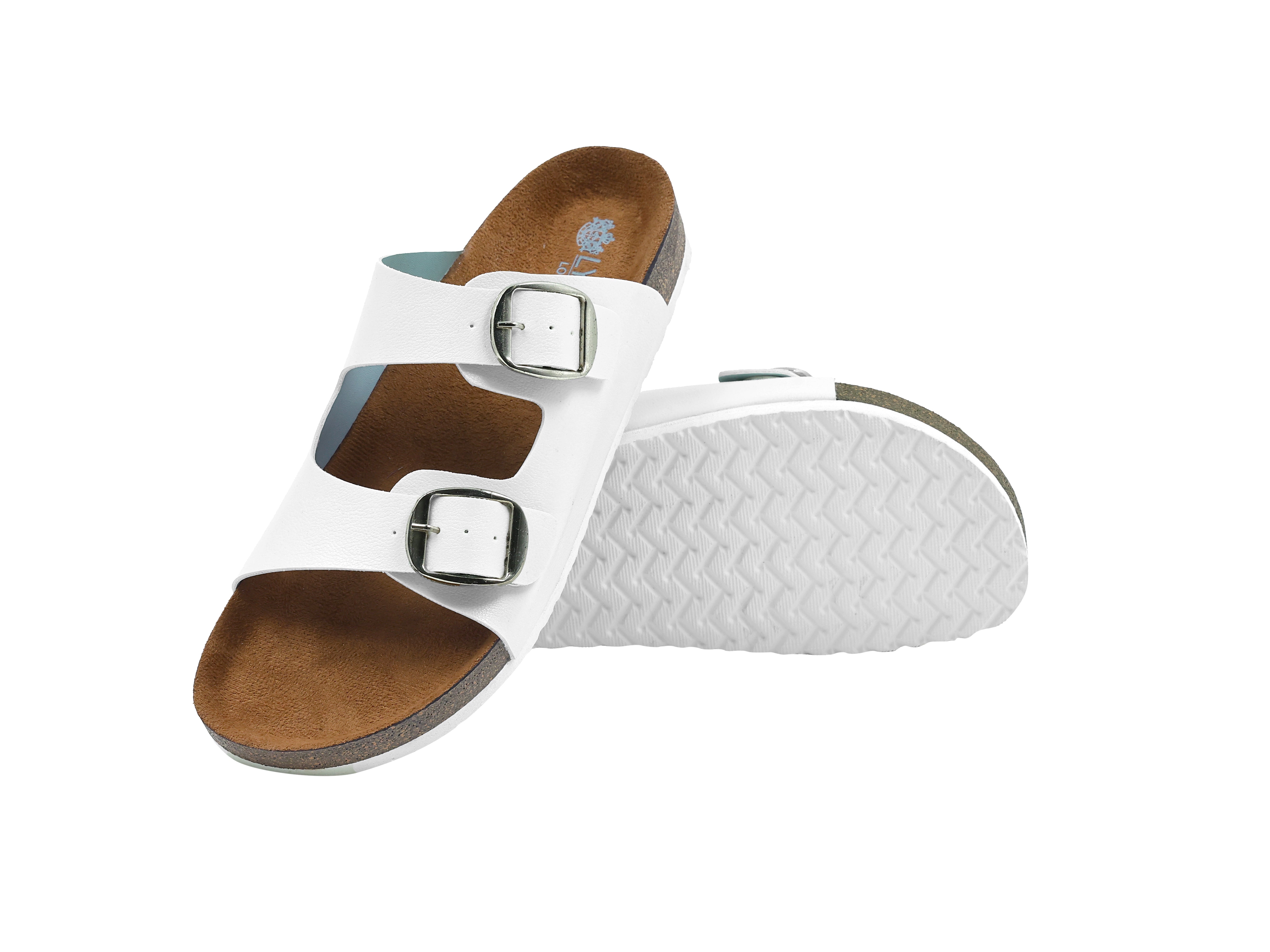 White Women's Flat Cork Sandals