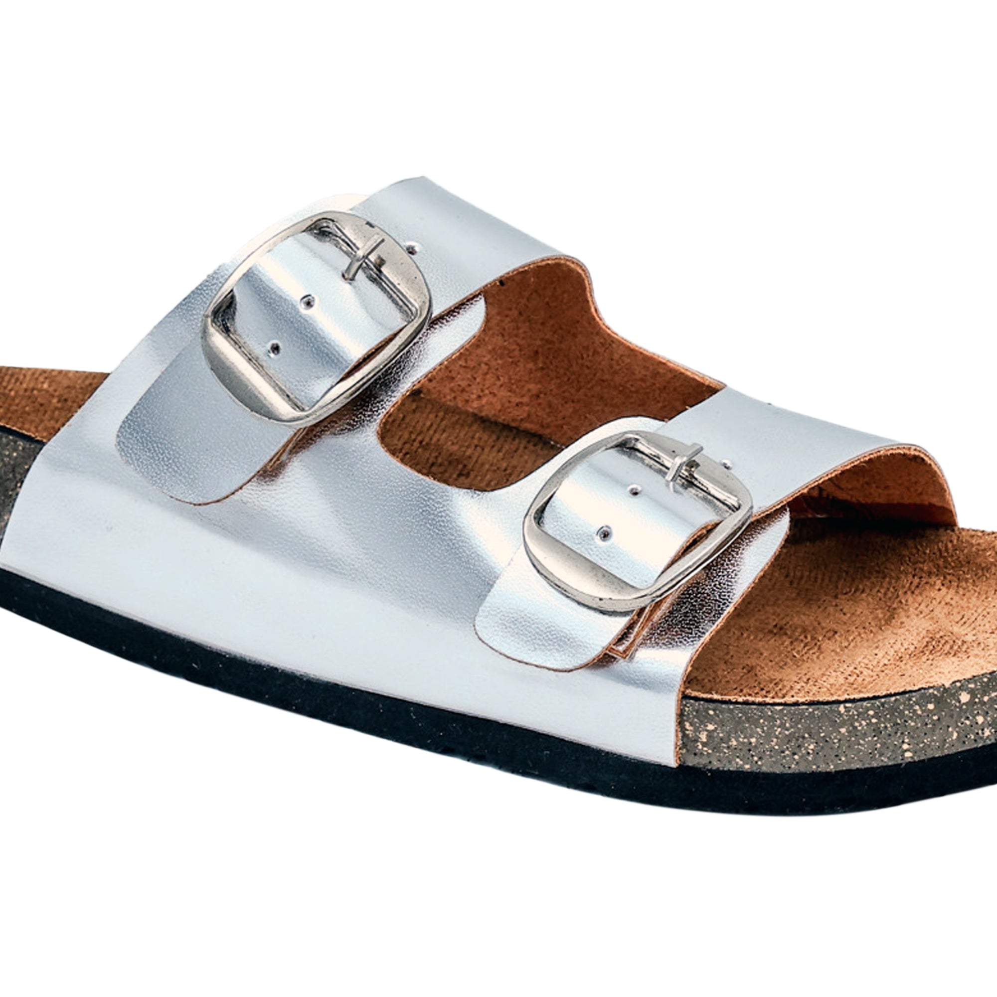 Silver Cork Flat Sandals for Women