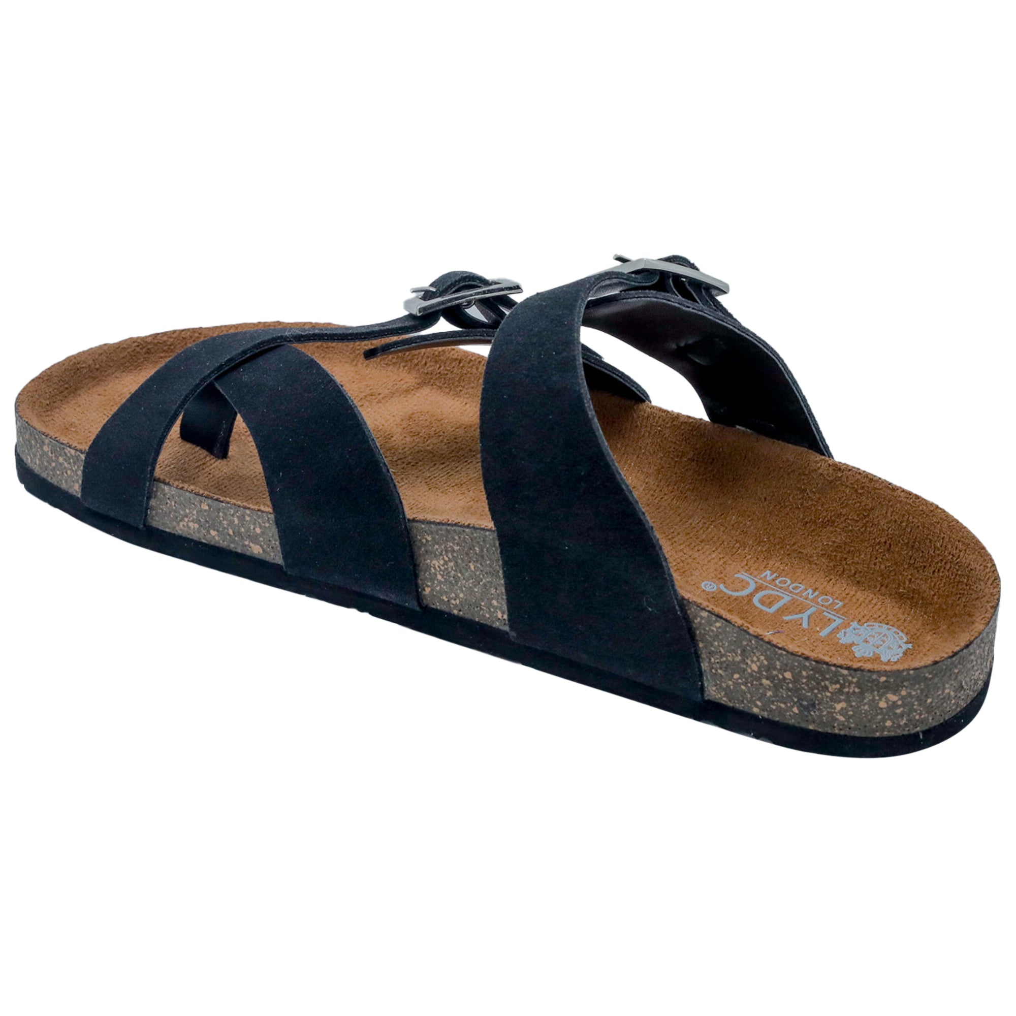 Black Suede Women's Flat Sandals - Soho