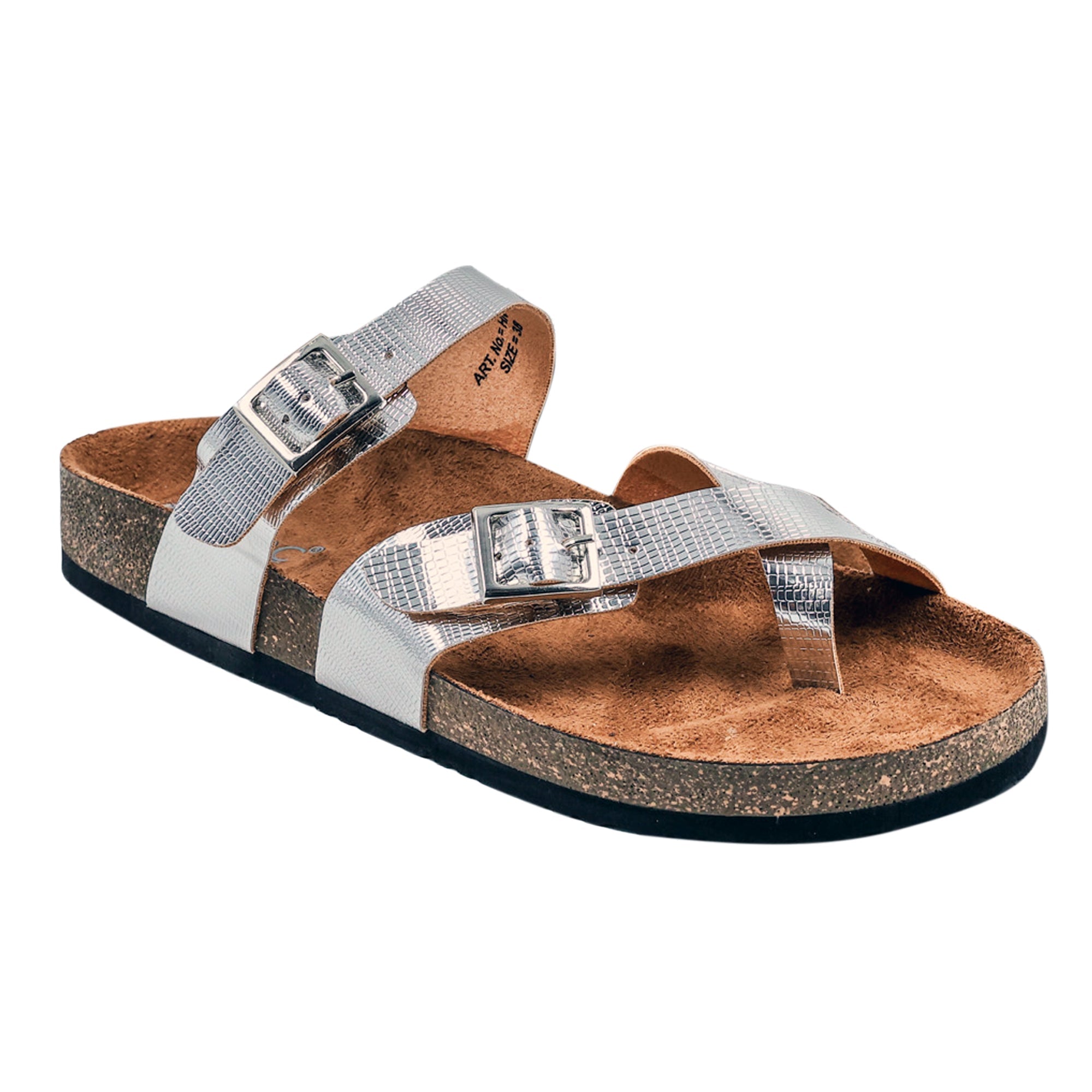 Silver L Grain Sandals for Women - Soho