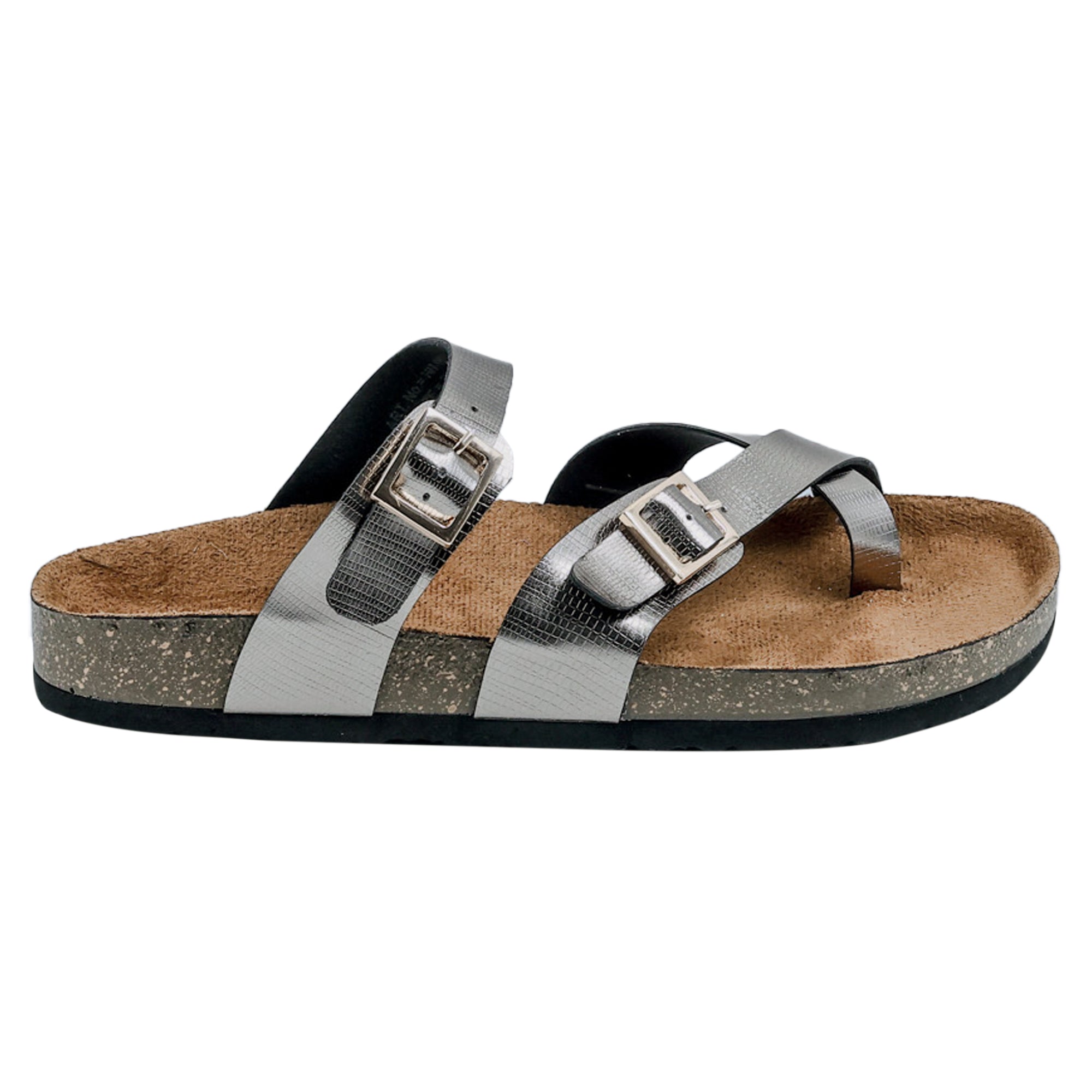 Gunmetal L Grain Sandals for Women - Soho