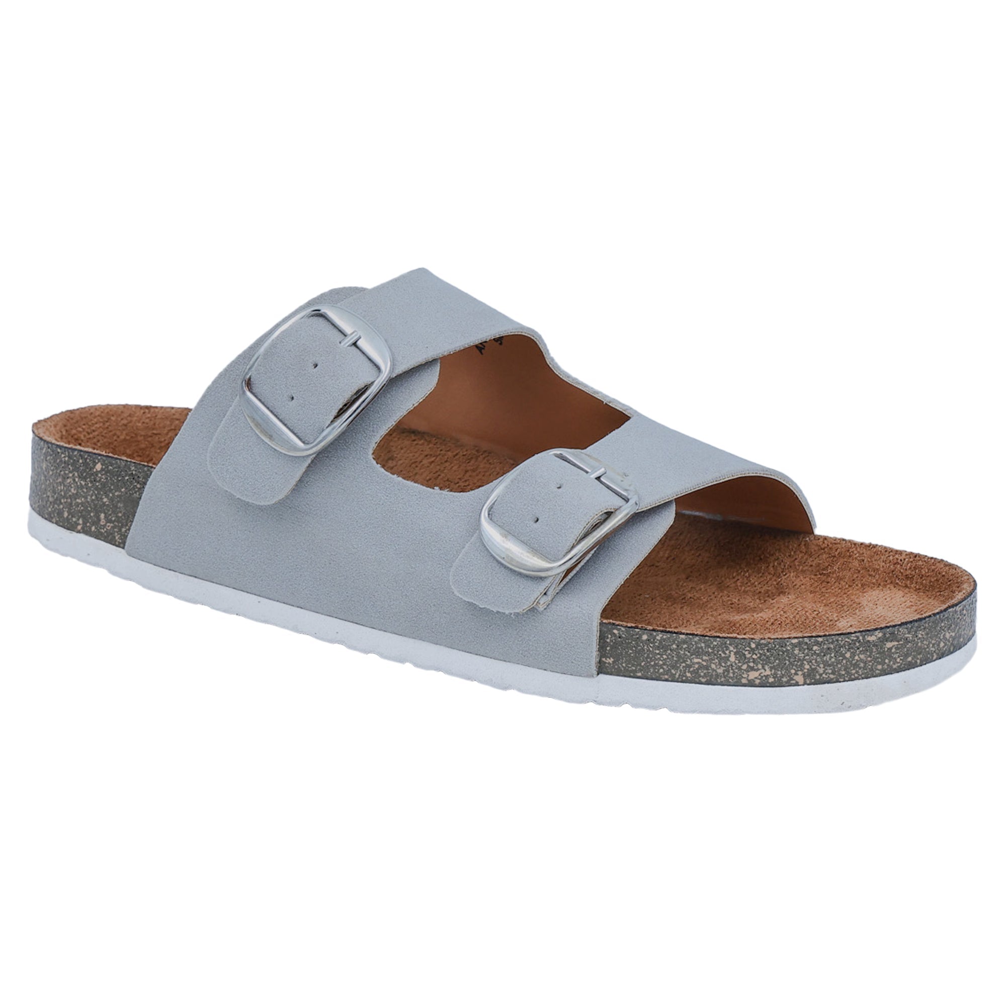 Grey Suede Flat Sandals for Women
