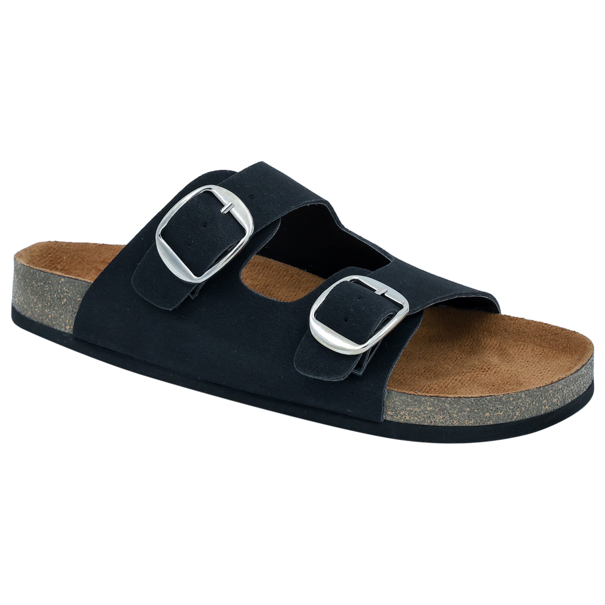 Black Suede Women's Flat Sandals