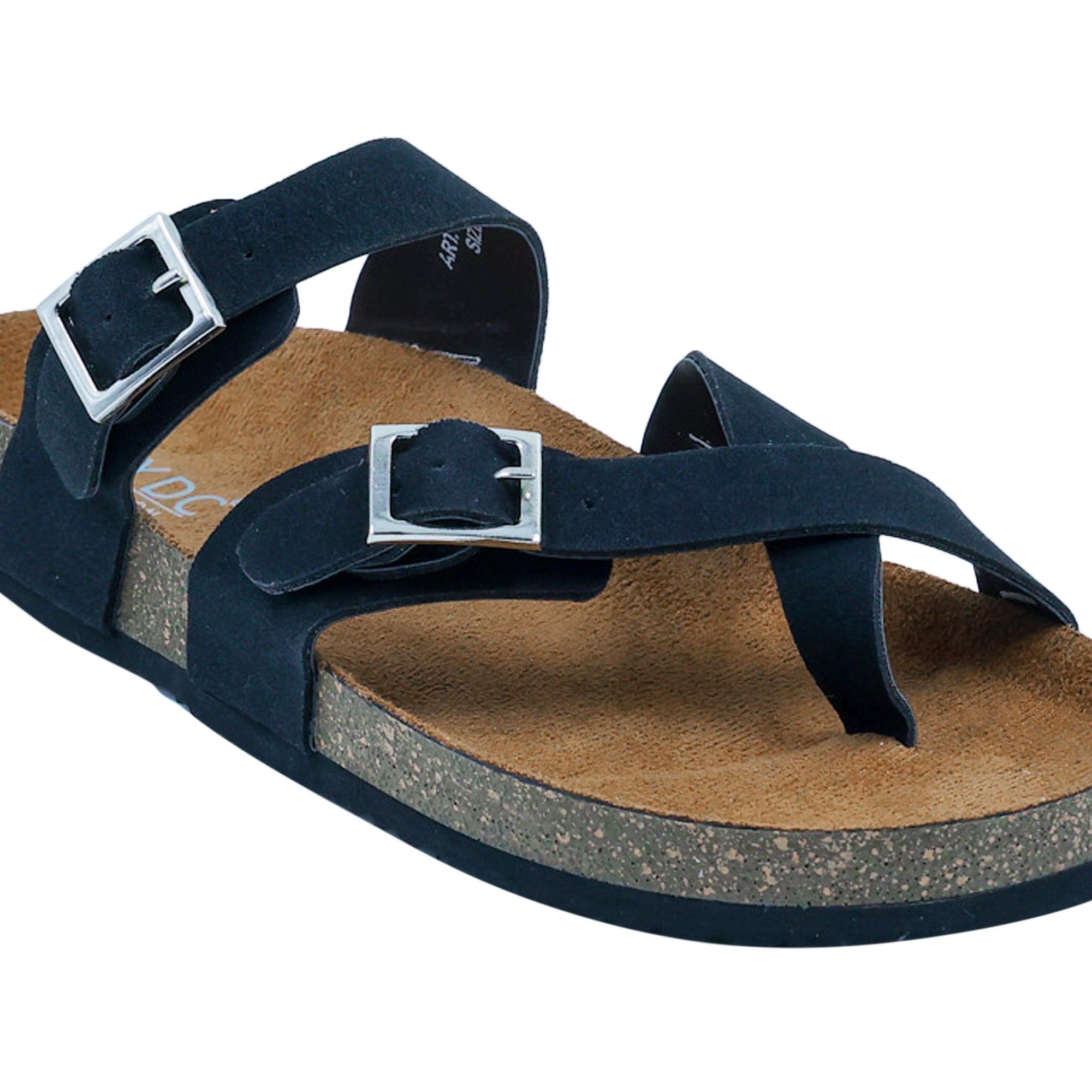 Black Suede Women's Flat Sandals - Soho