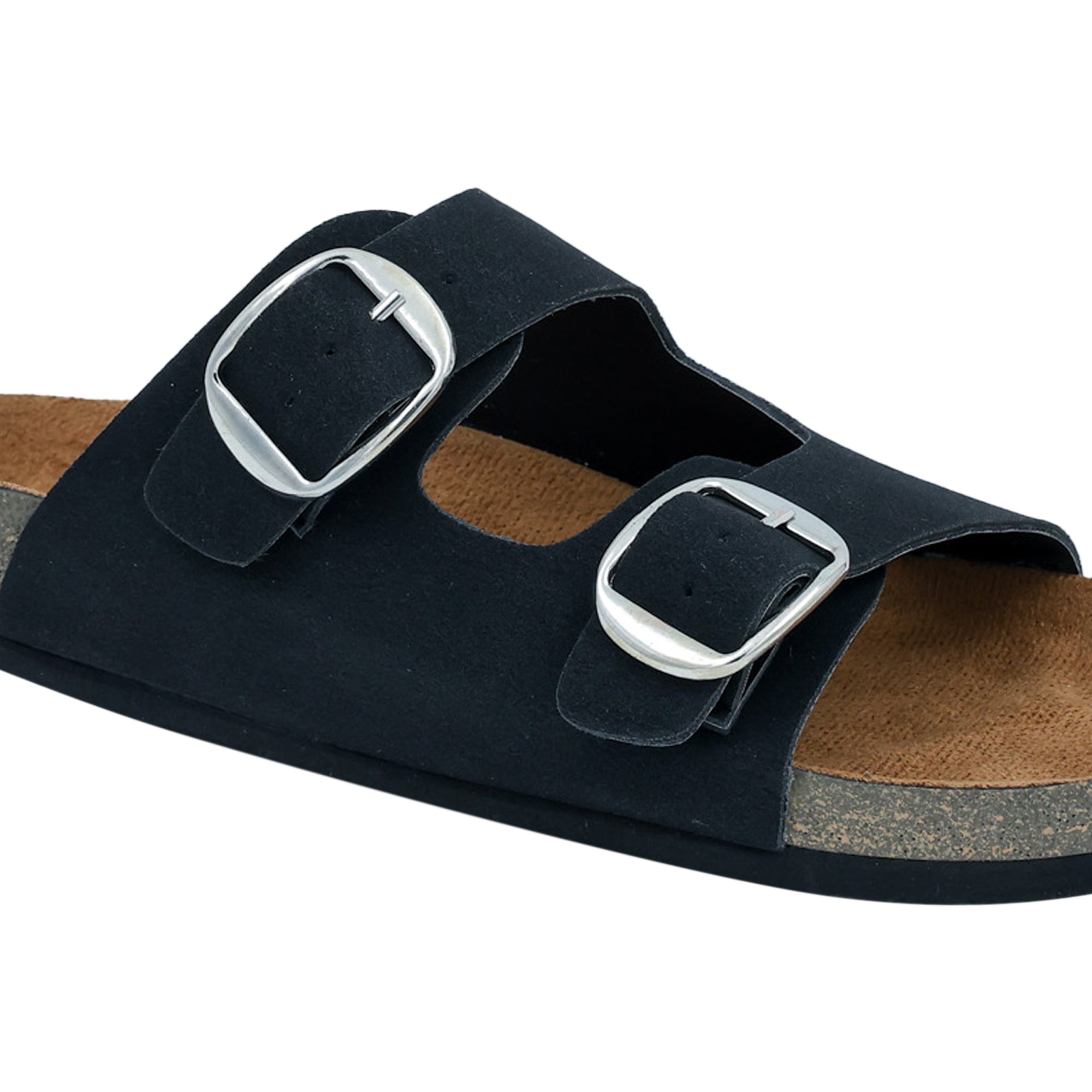 Black Suede Women's Flat Sandals