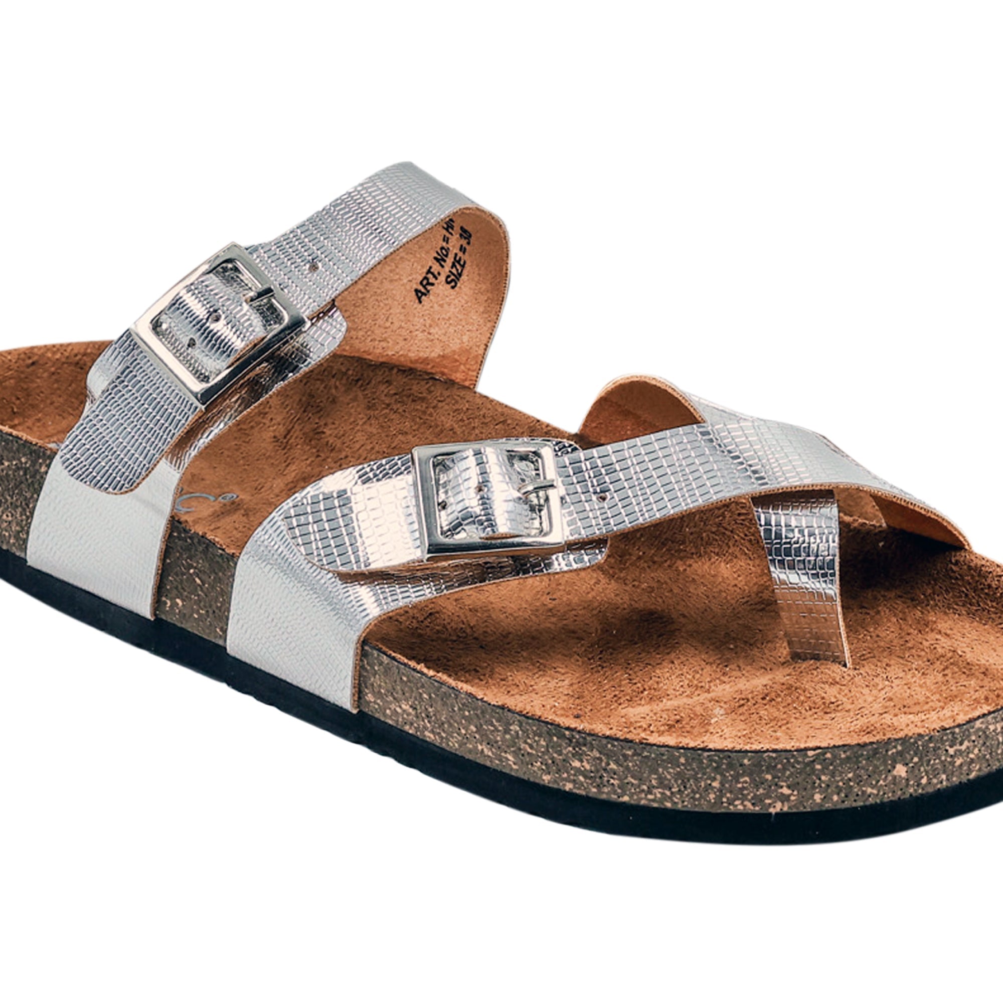 Silver L Grain Sandals for Women - Soho