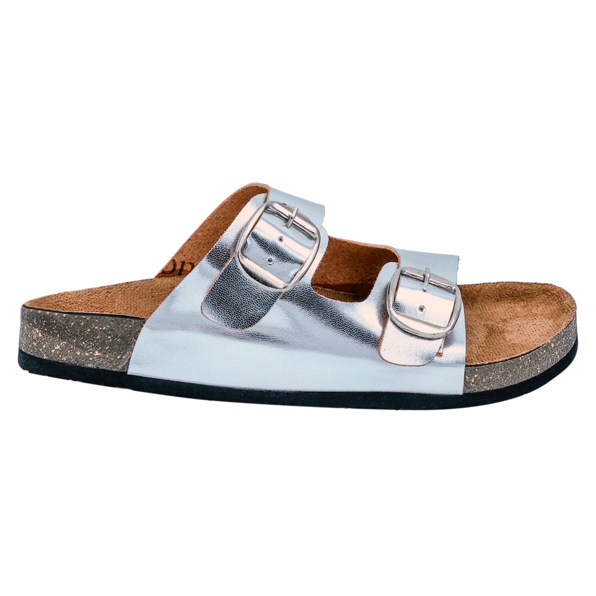 Silver Cork Flat Sandals for Women