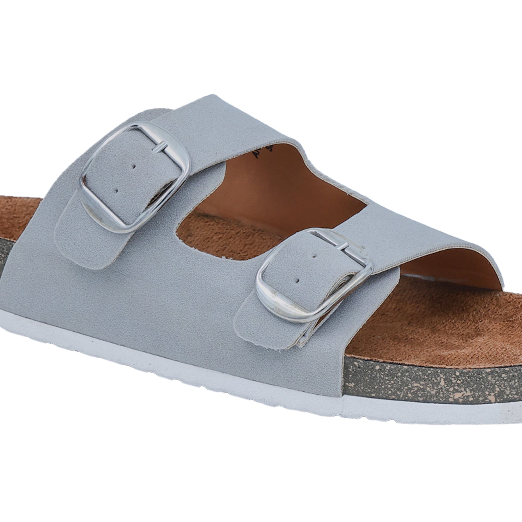 Grey Suede Flat Sandals for Women
