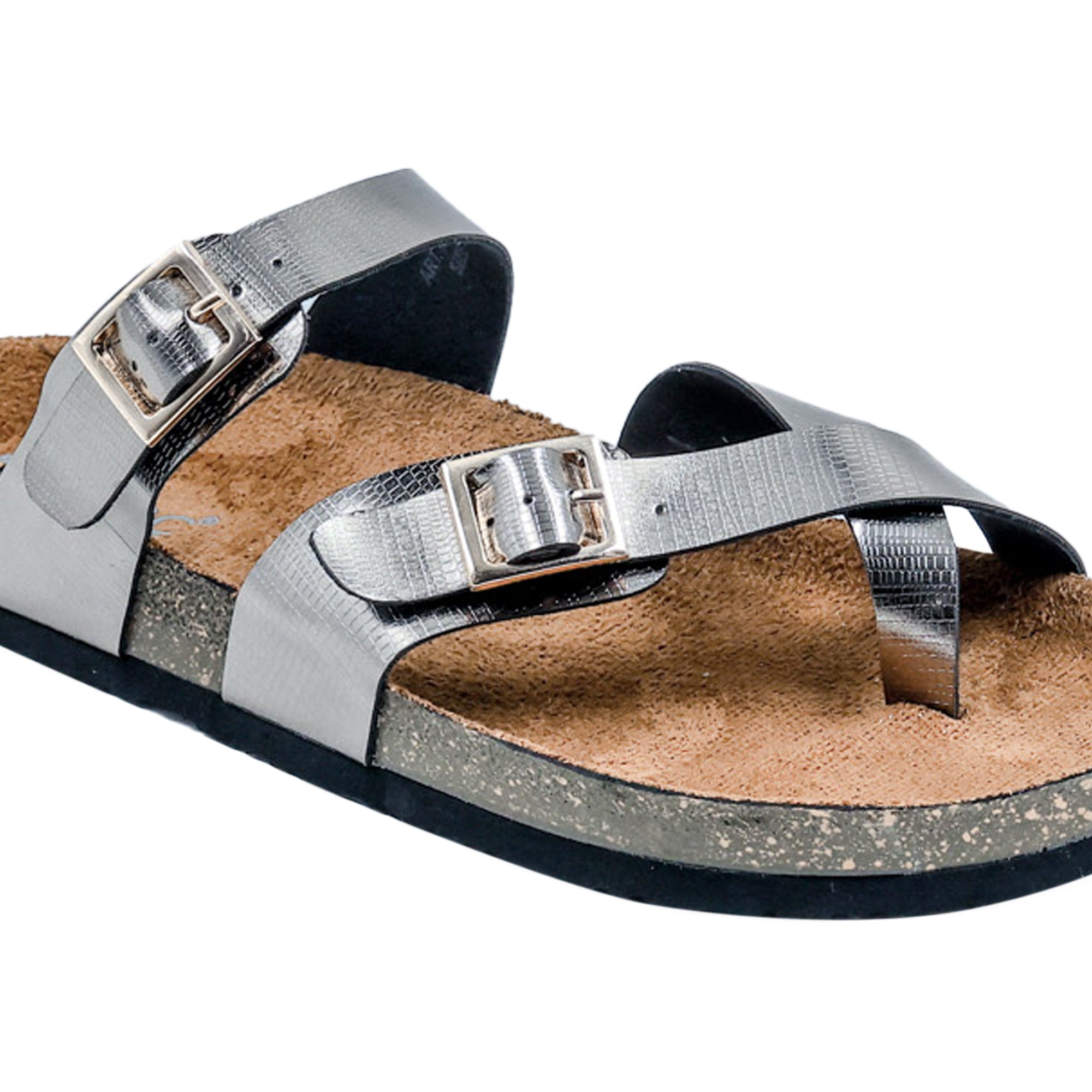 Gunmetal L Grain Sandals for Women - Soho