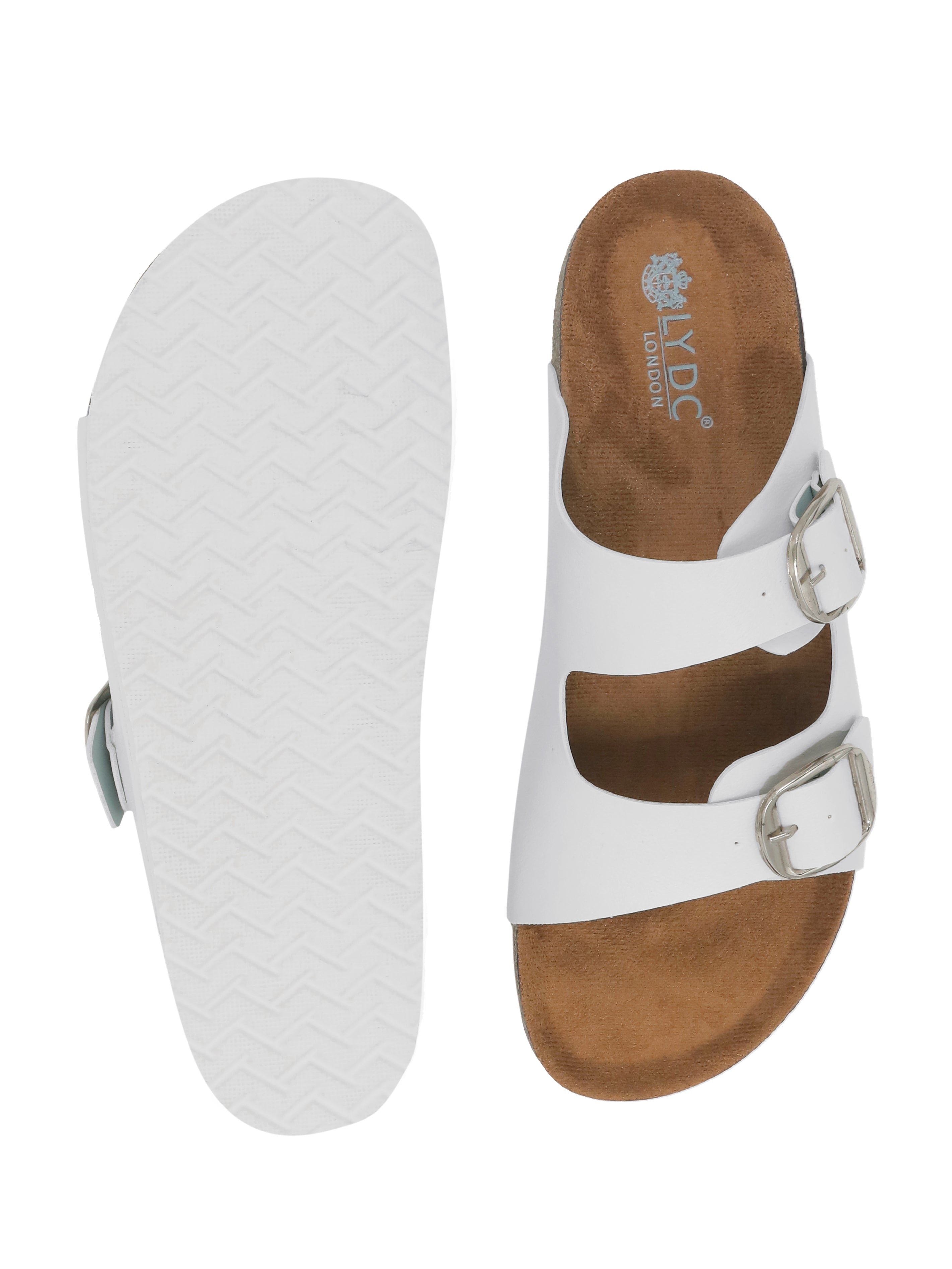 White Women's Flat Cork Sandals