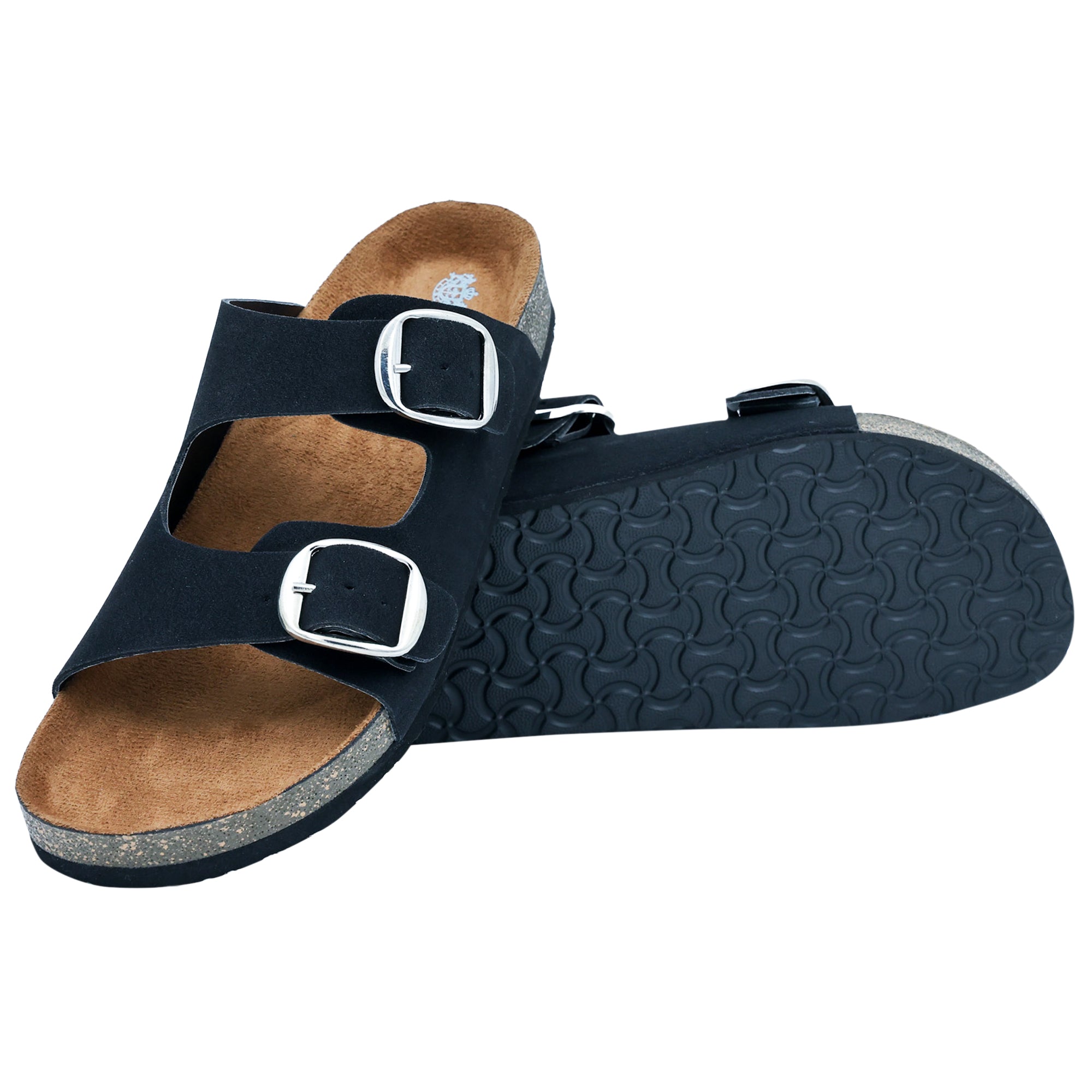 Black Suede Women's Flat Sandals