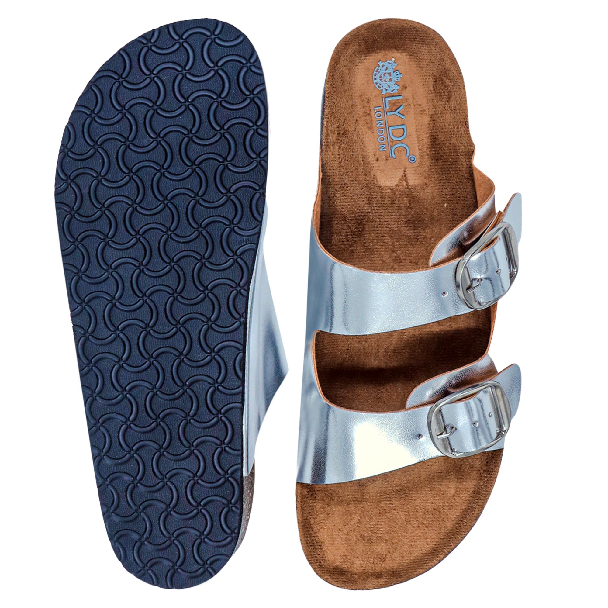 Silver Cork Flat Sandals for Women