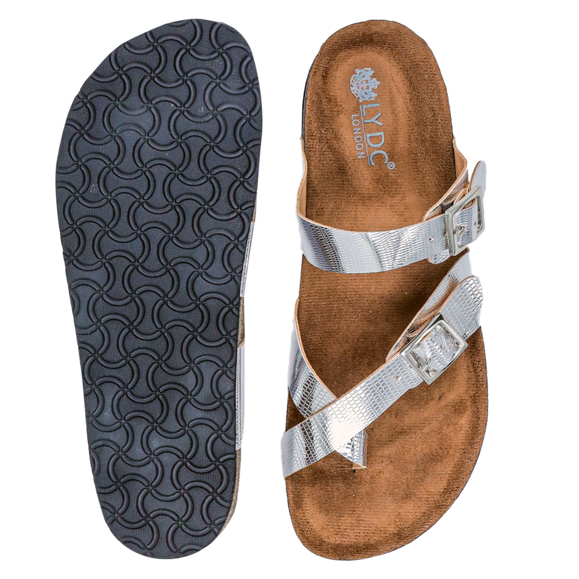 Silver L Grain Sandals for Women - Soho