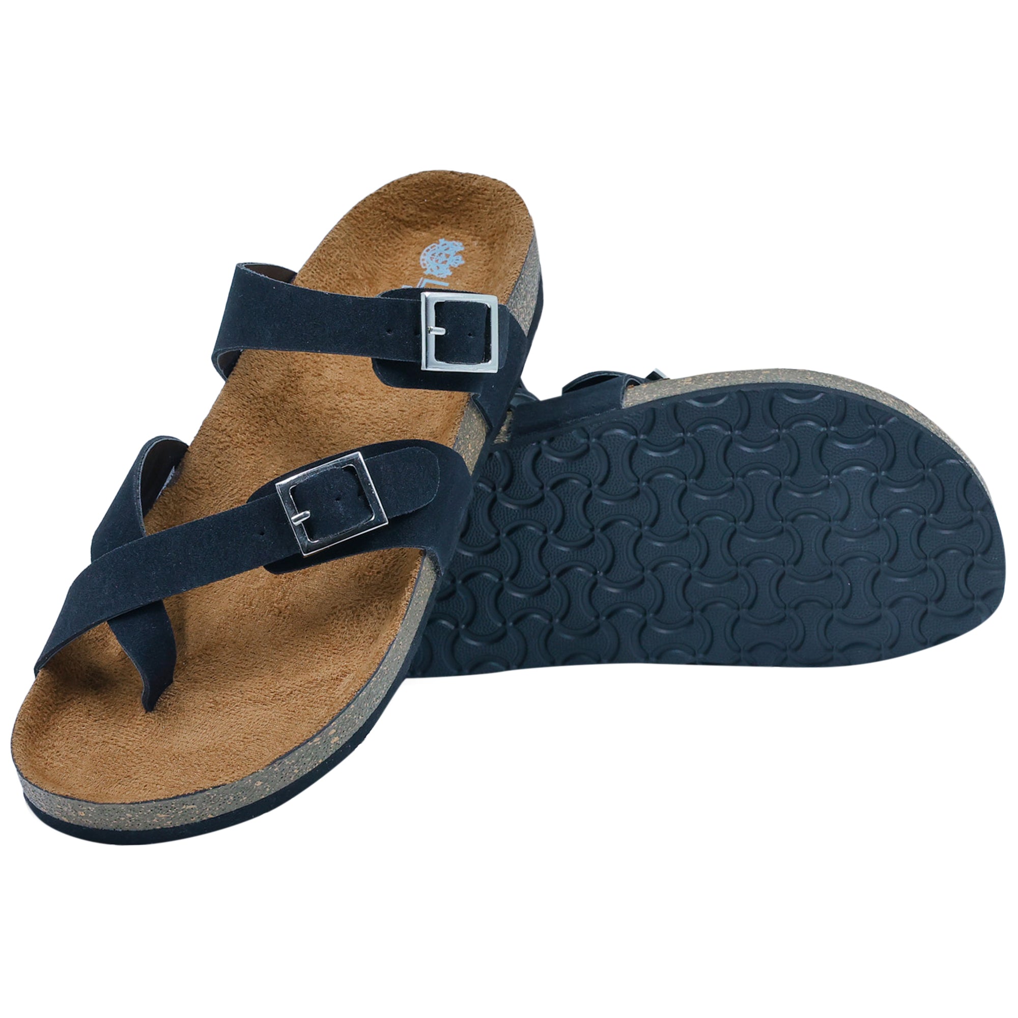 Black Suede Women's Flat Sandals - Soho