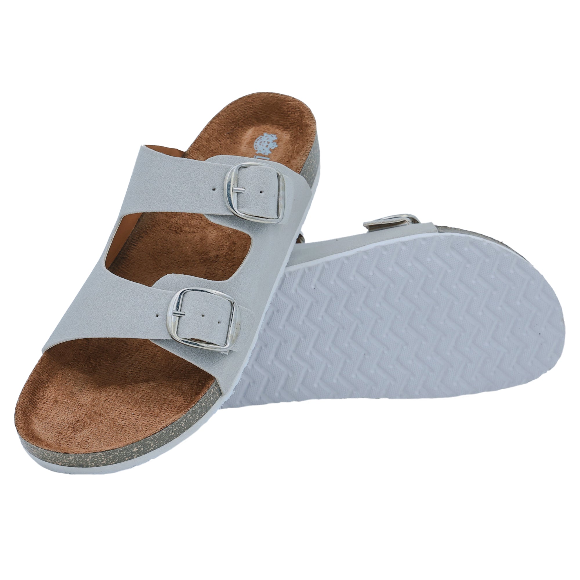 Grey Suede Flat Sandals for Women