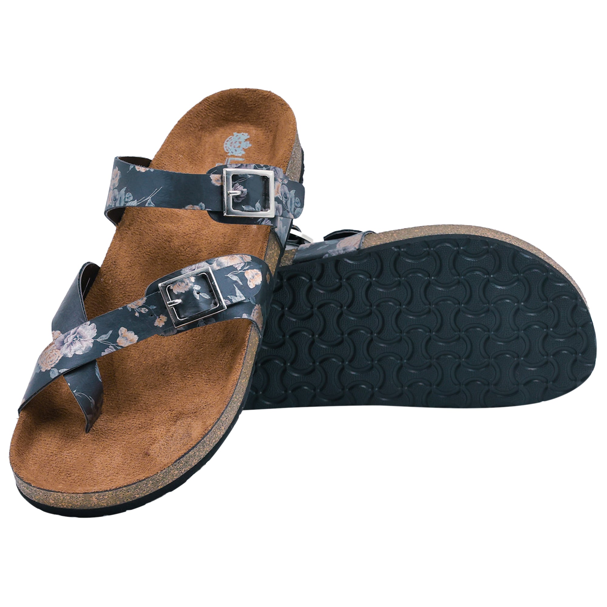 Black Flower Sandals for Women - Soho