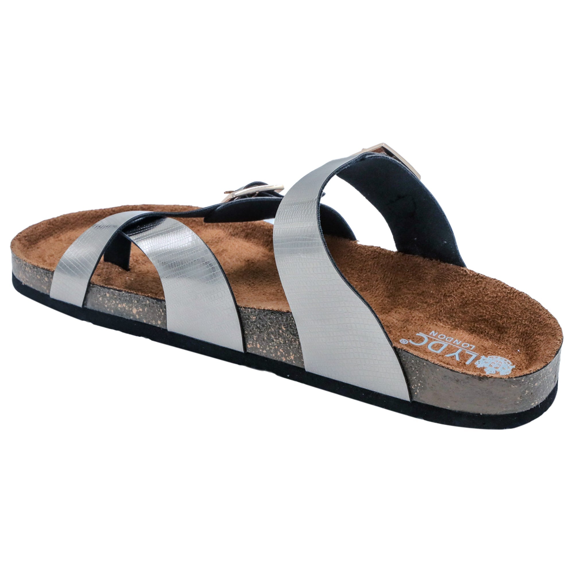 Gunmetal L Grain Sandals for Women - Soho