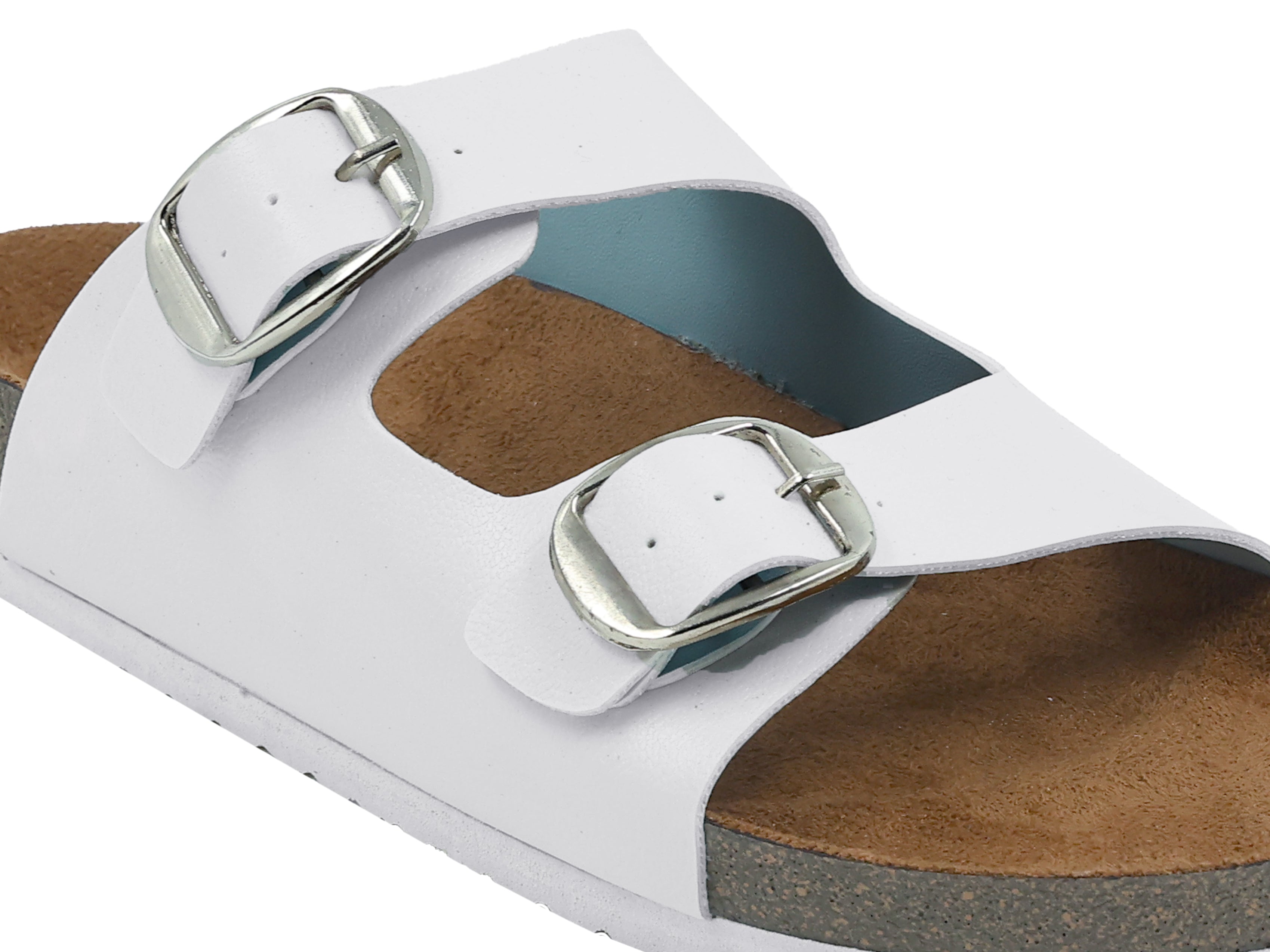 White Women's Flat Cork Sandals