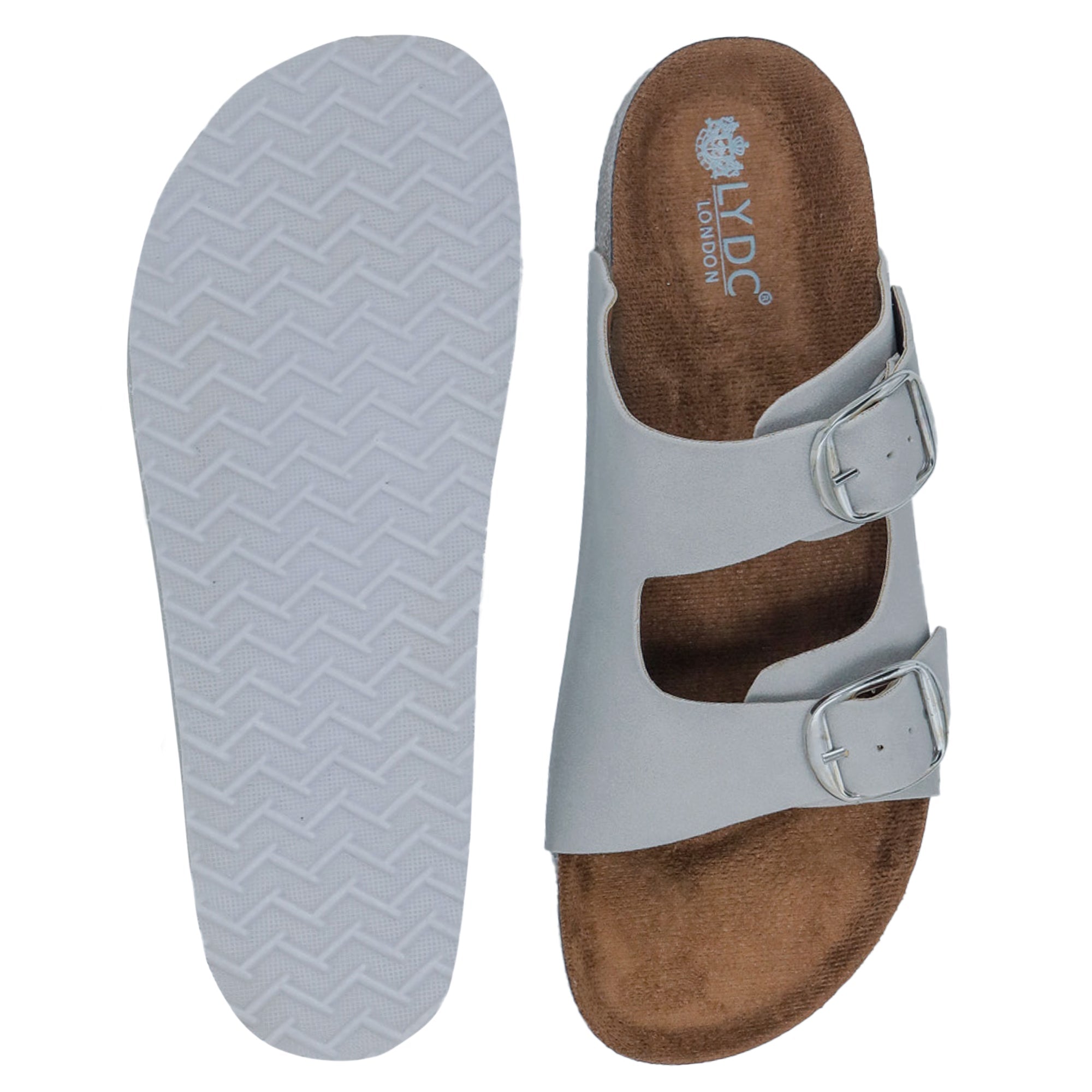 Grey Suede Flat Sandals for Women