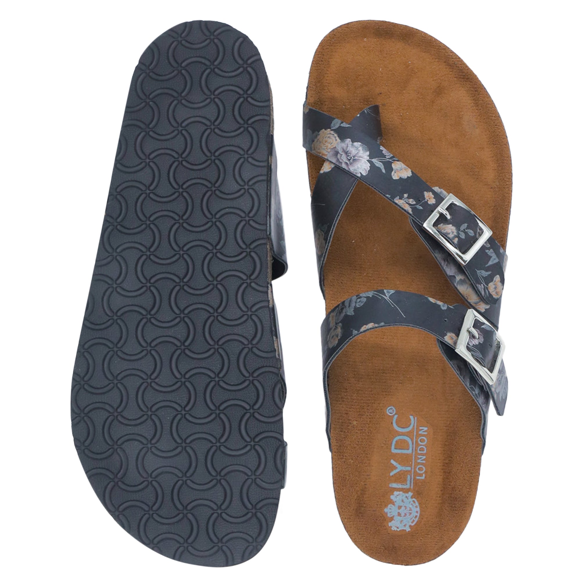 Black Flower Sandals for Women - Soho