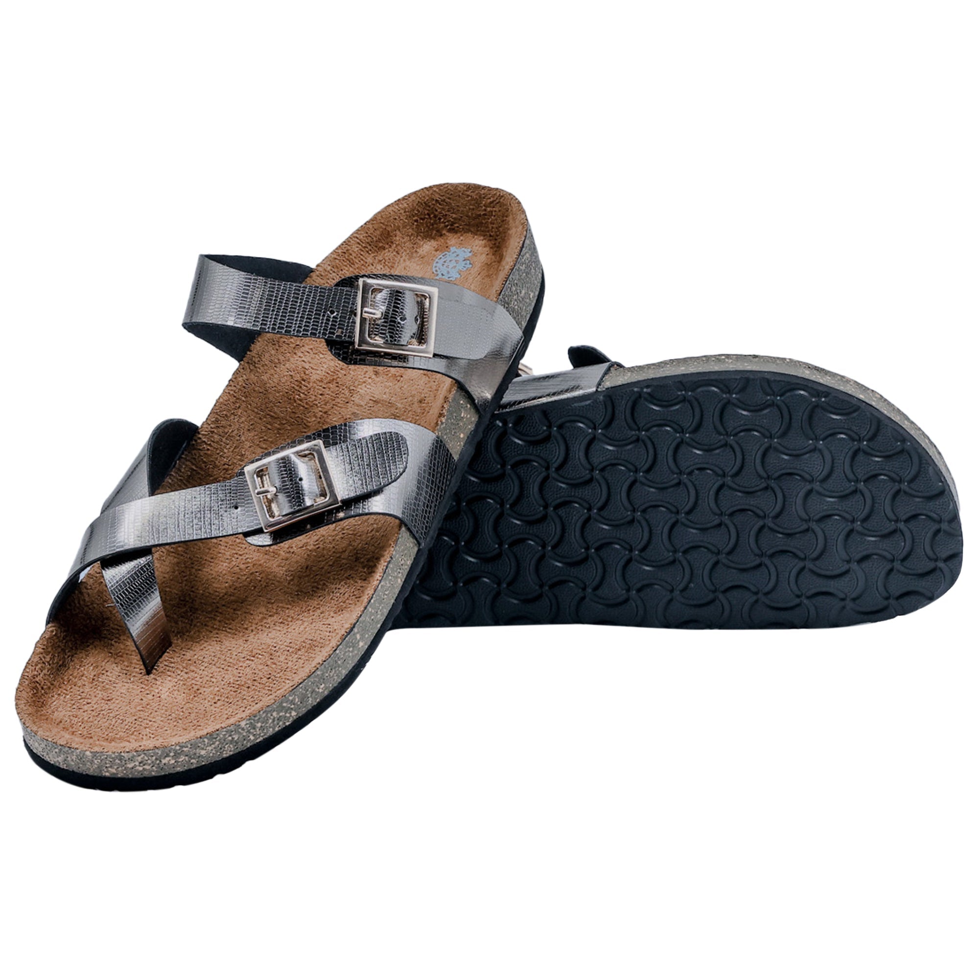 Gunmetal L Grain Sandals for Women - Soho