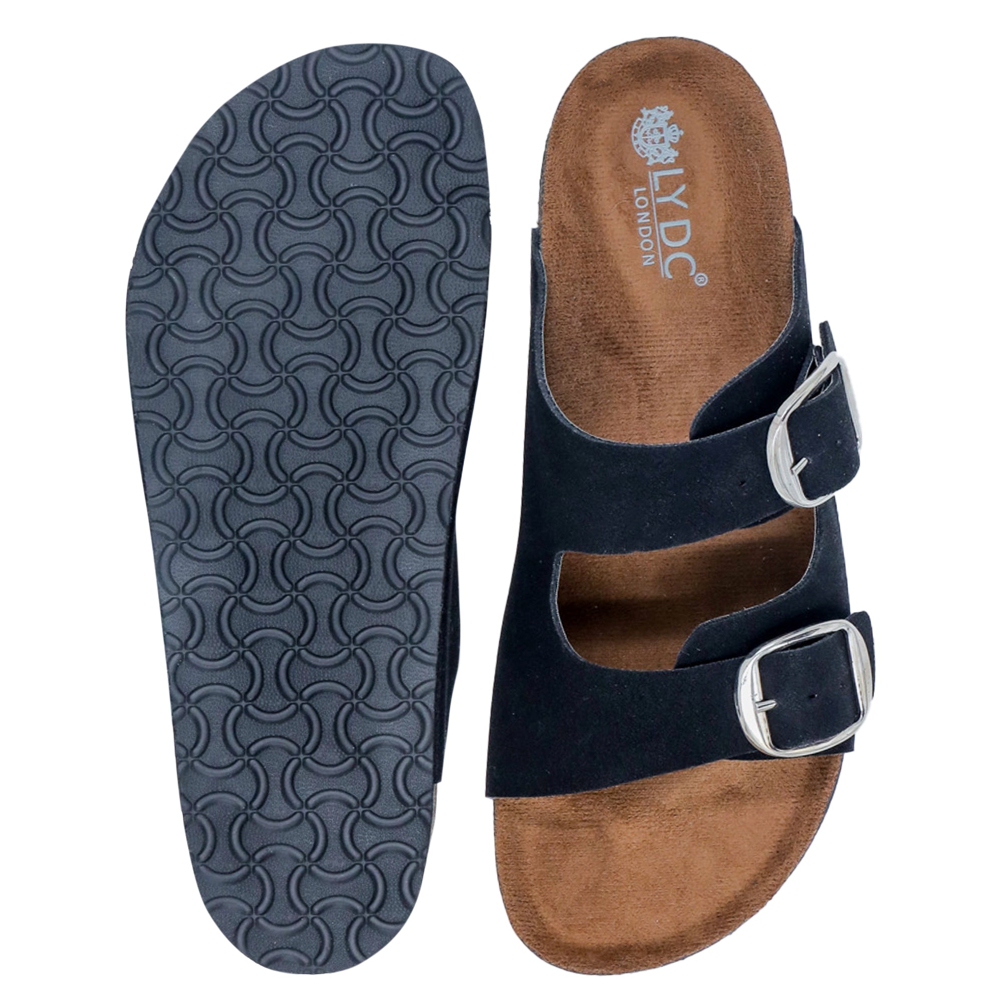 Black Suede Women's Flat Sandals