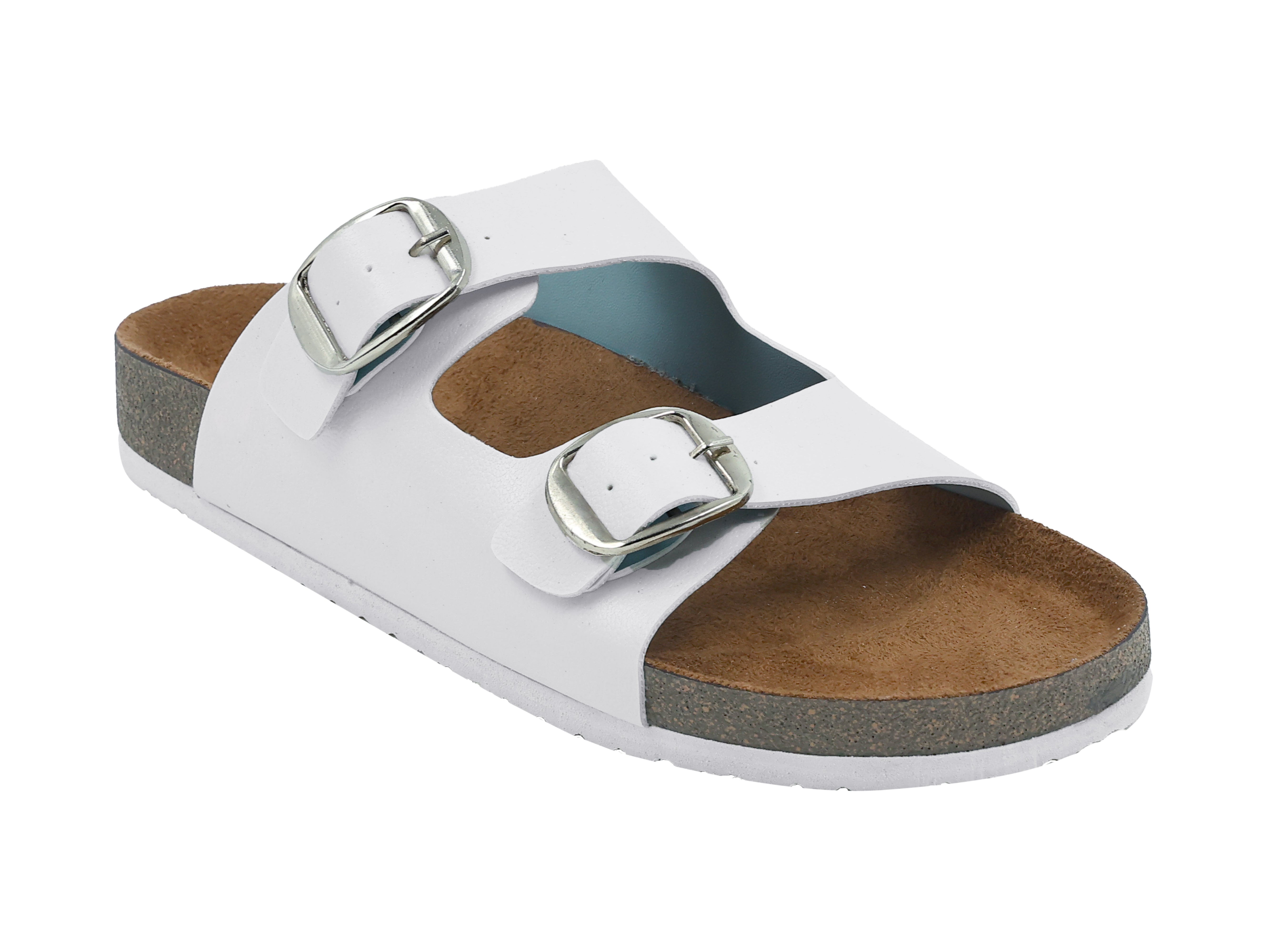 White Women's Flat Cork Sandals