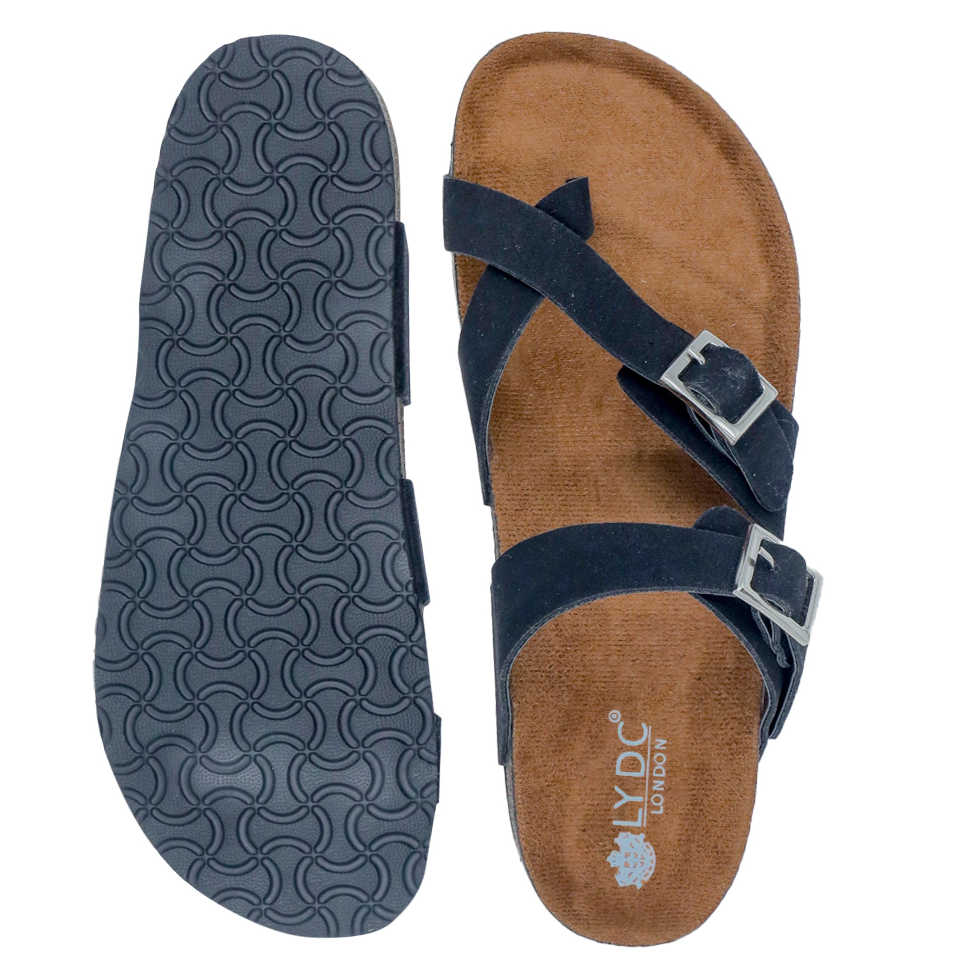 Black Suede Women's Flat Sandals - Soho