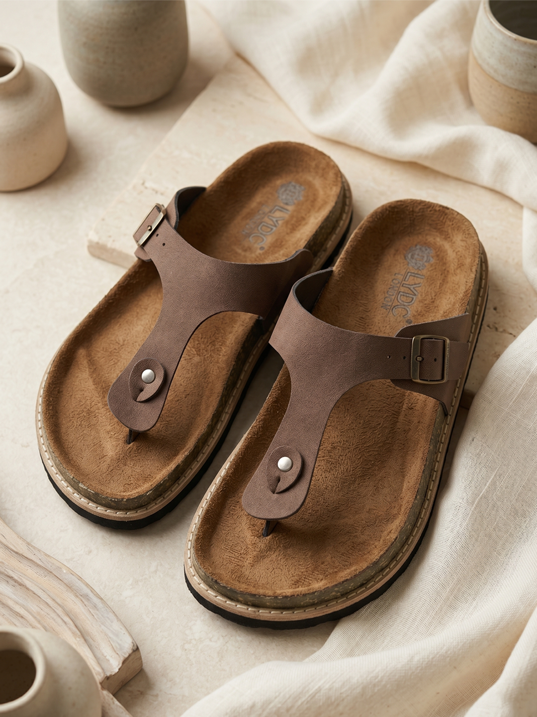 Brown Suede Sandals For Women Welt-Crafted T-Strap Sandals