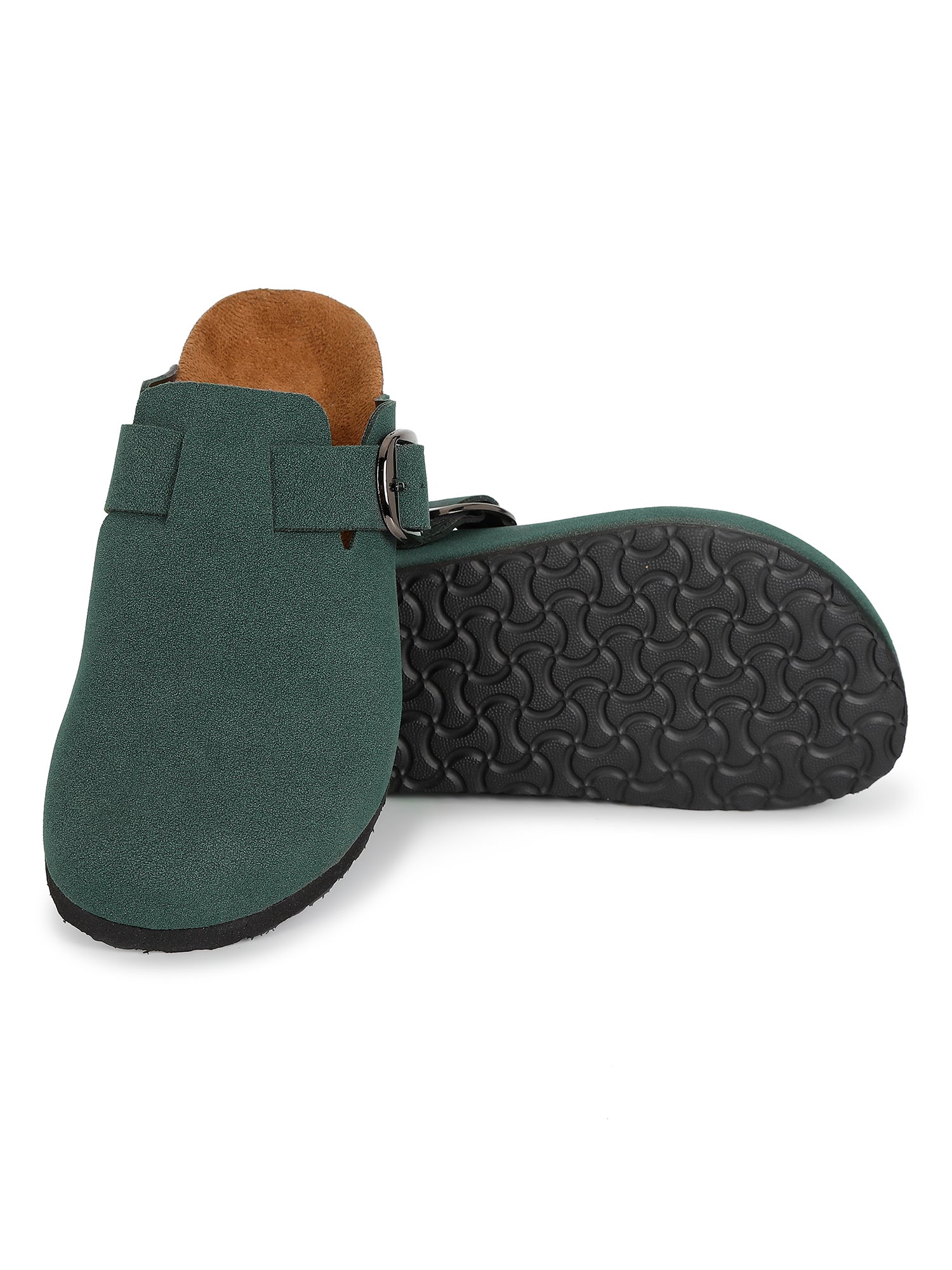 Brixton Green Suede Clogs Sandals for Women