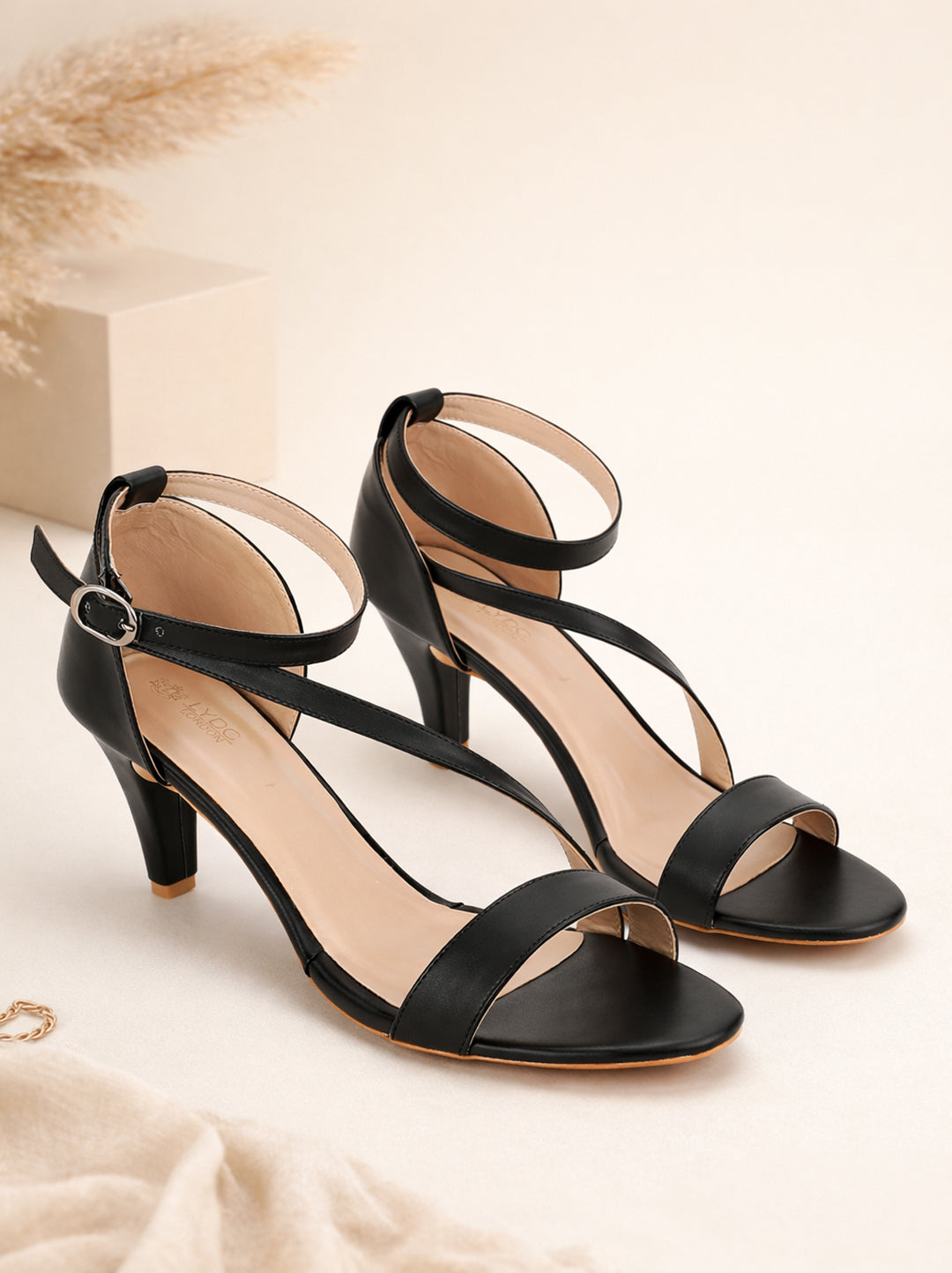 Black Kitten Heels Sandals for women