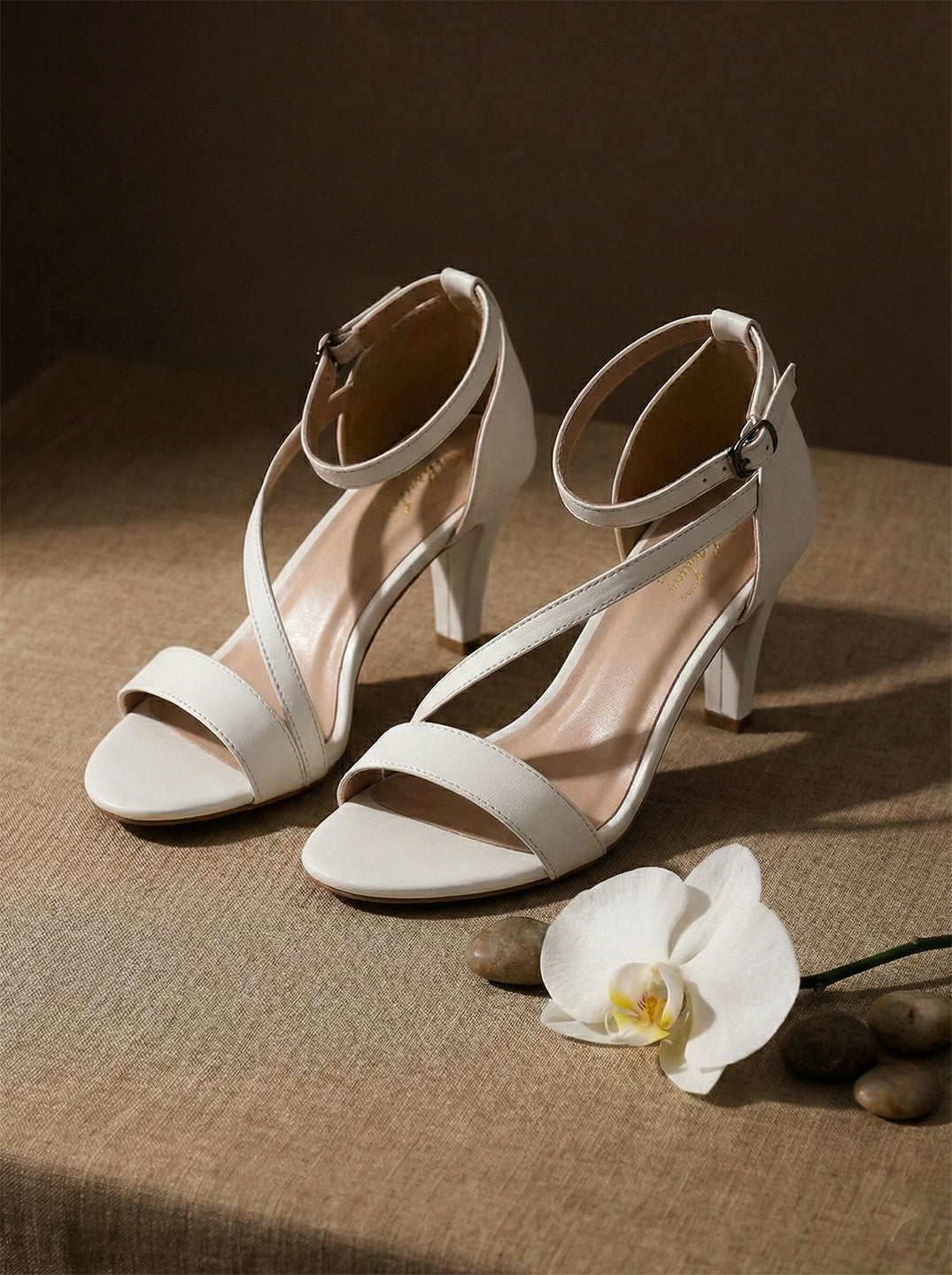 White Kitten Heels Sandals for women