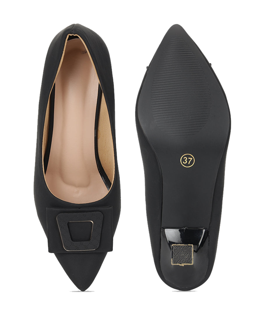 Black Block Pumps Heels Sandals for Women