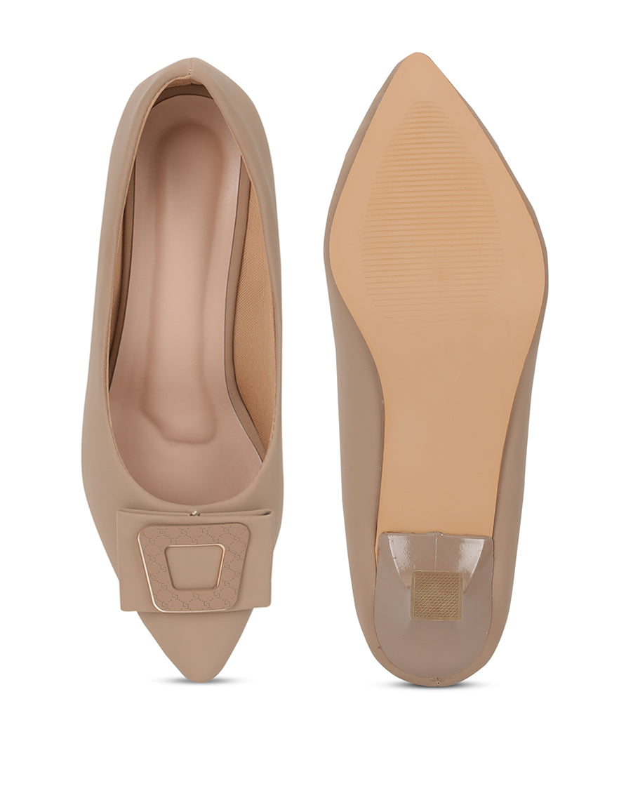 Taupe Block Pumps Heels for Women