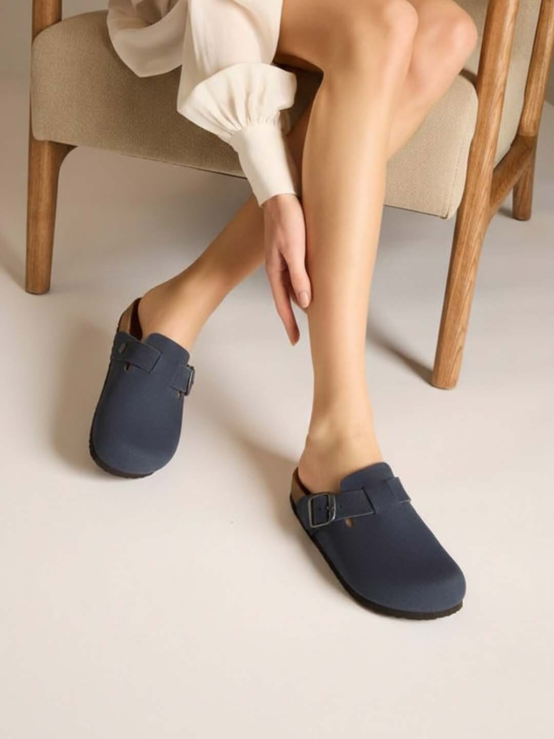 Blue Suede Clogs for Women - Brixton