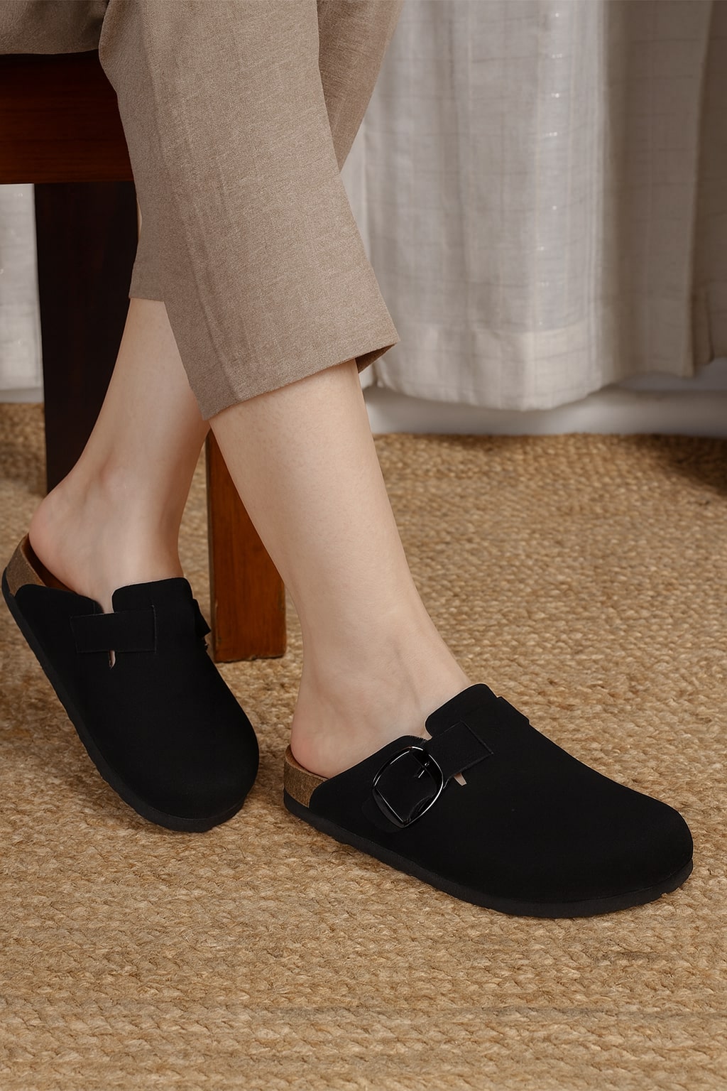 Brixton Black Suede Clogs Sandals for Women