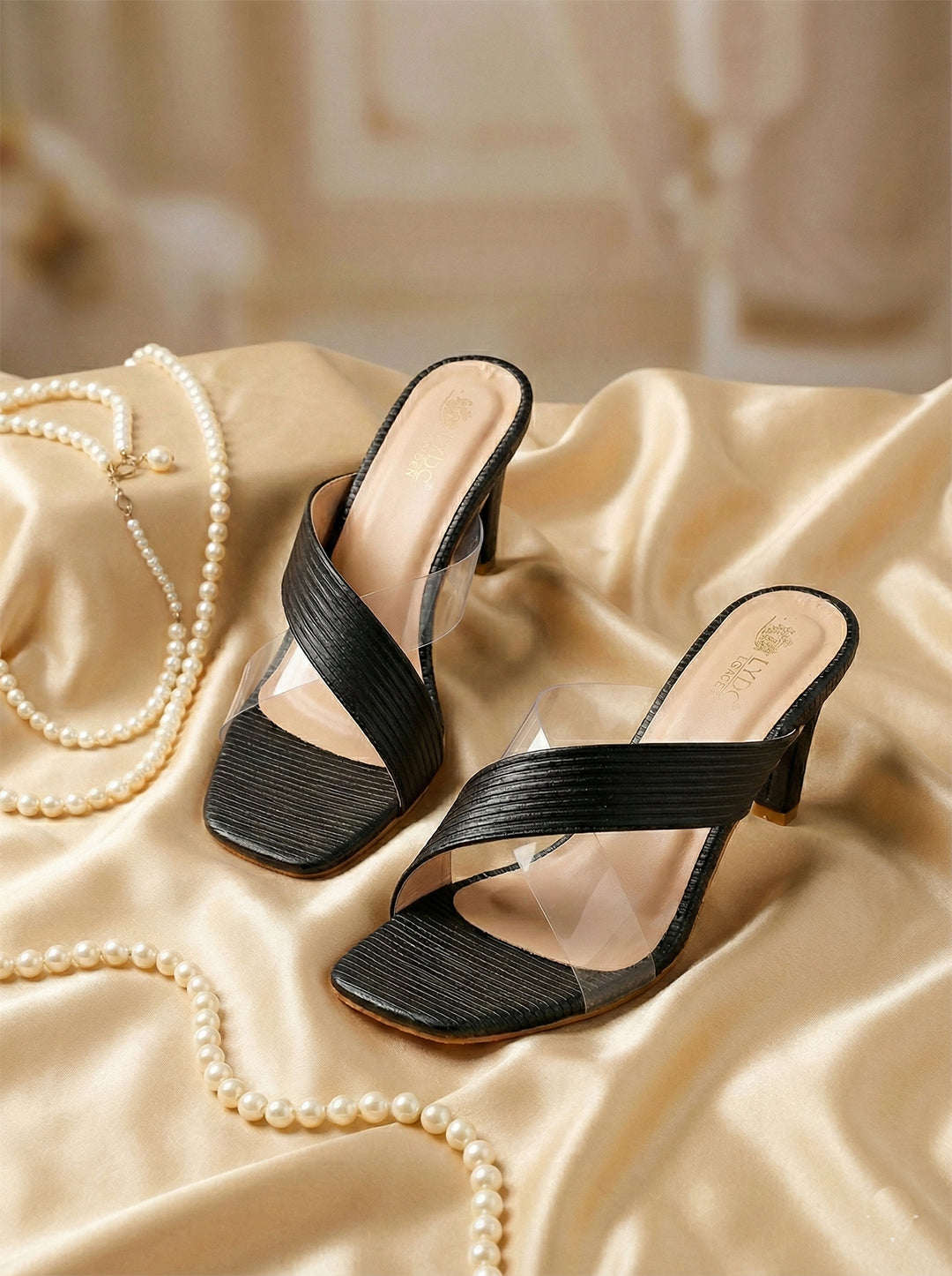 Black Kitten Heels Sandals for women