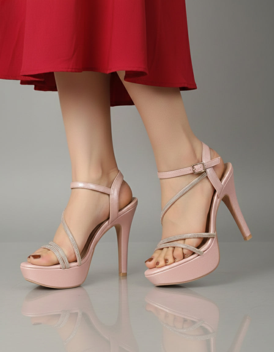 Rose Gold Stiletto Sandals for women