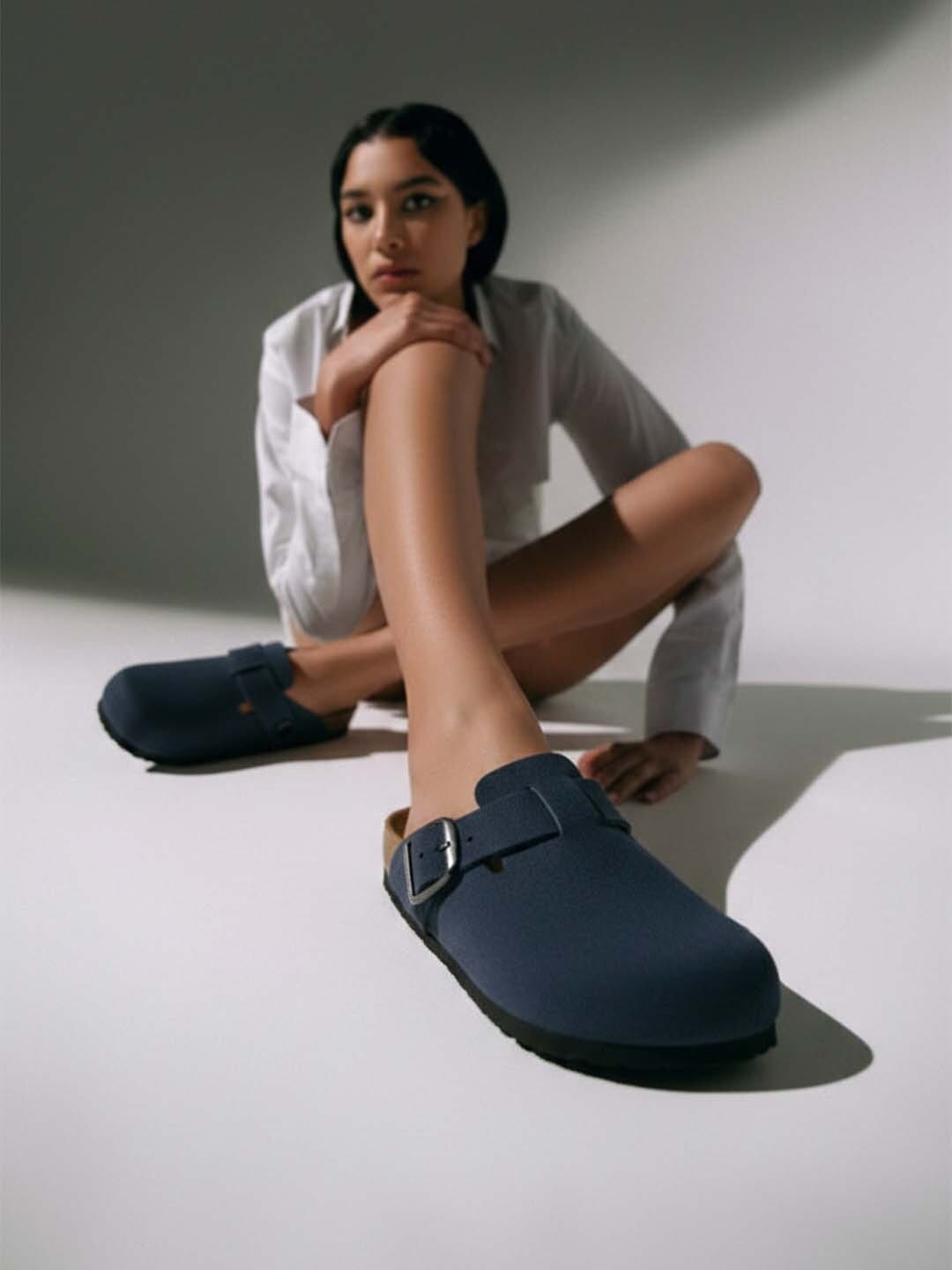 Blue Suede Clogs for Women - Brixton