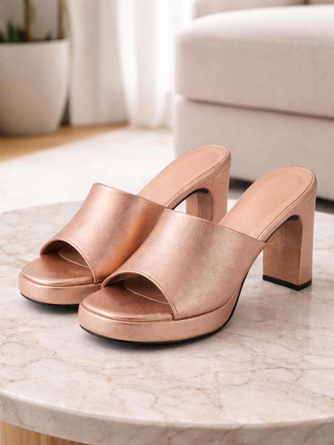 Rose Gold Mule Sandals for women
