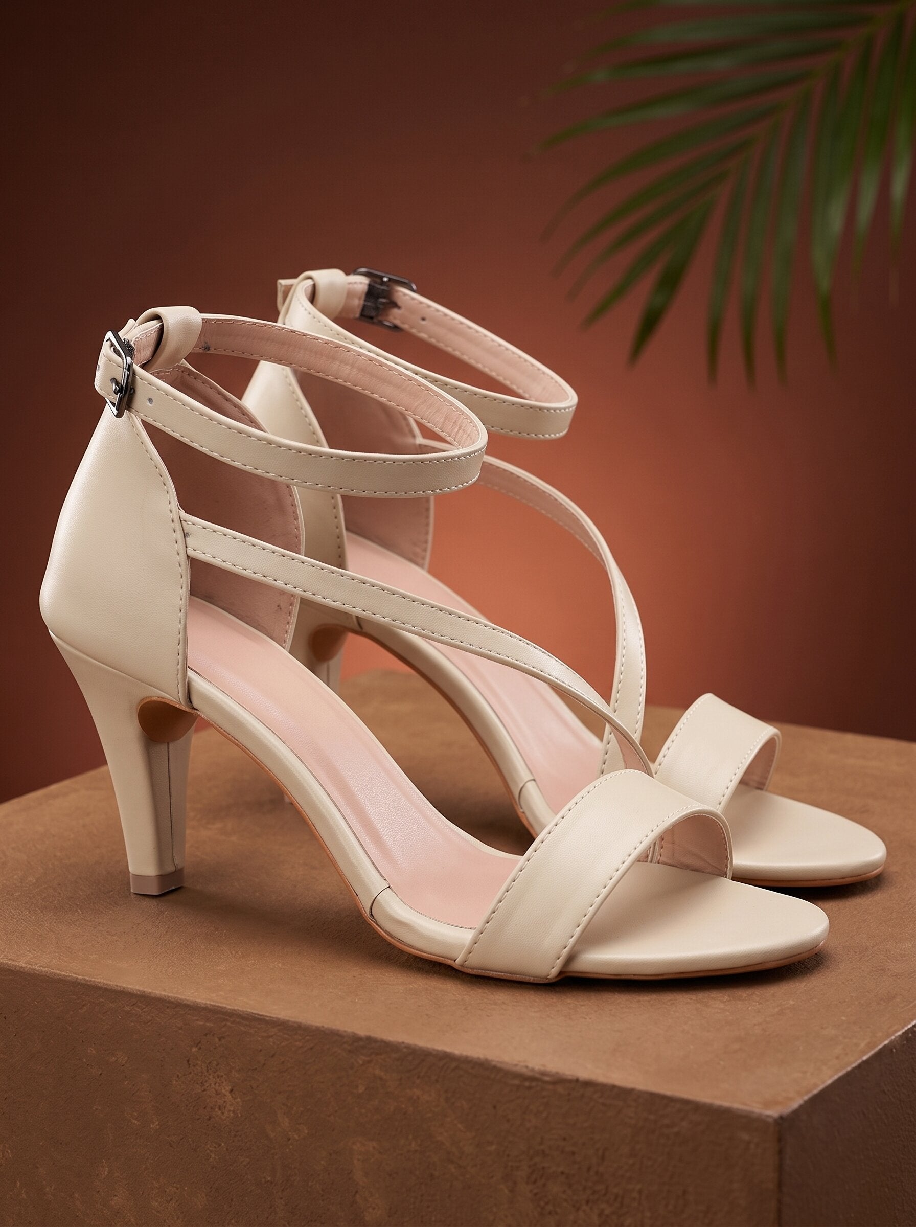 Beige Kitten Heels Sandals for women